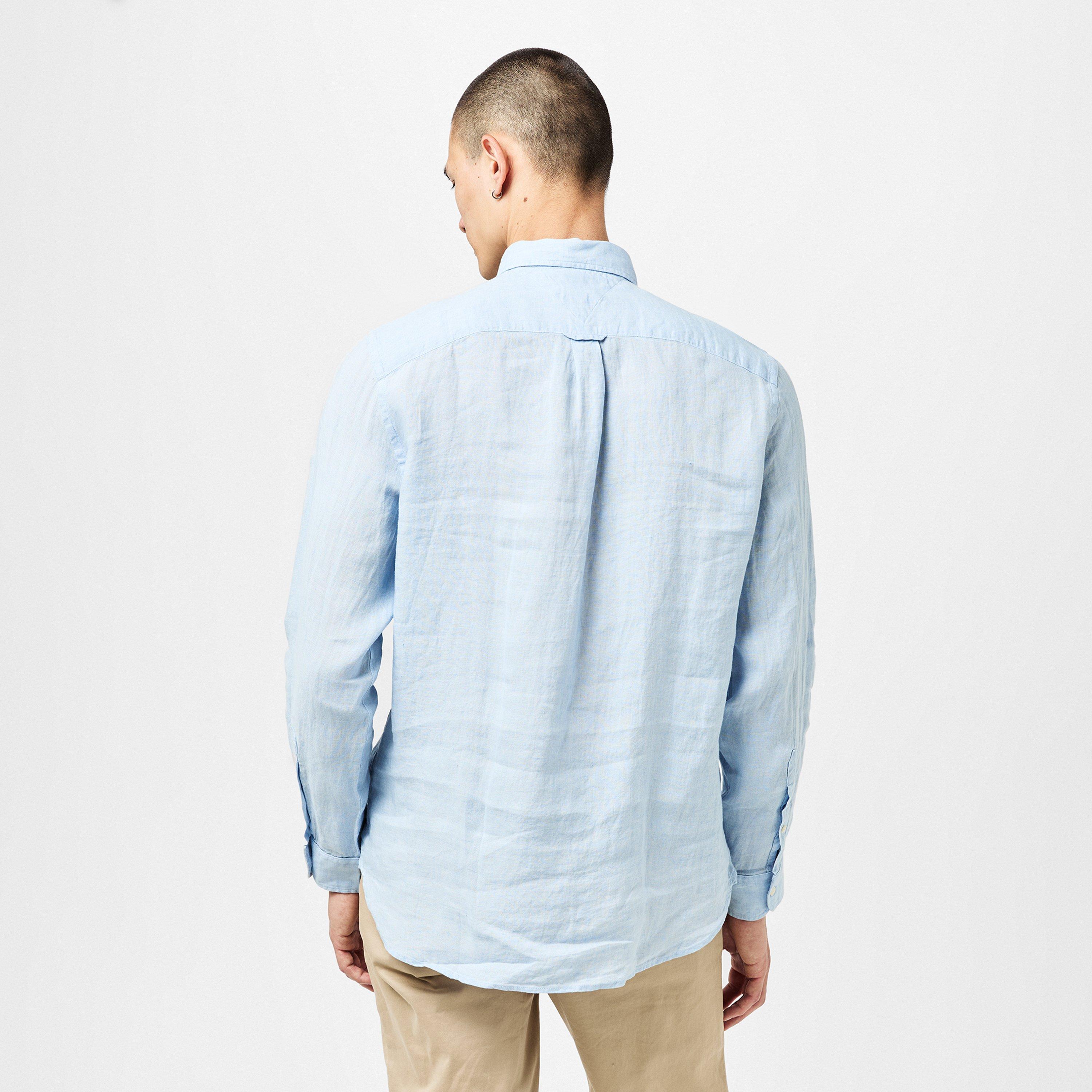 Breezy Blue - Tommy Hilfiger - Men's Pigment Dyed Long-Sleeve Plain Shirt - 4