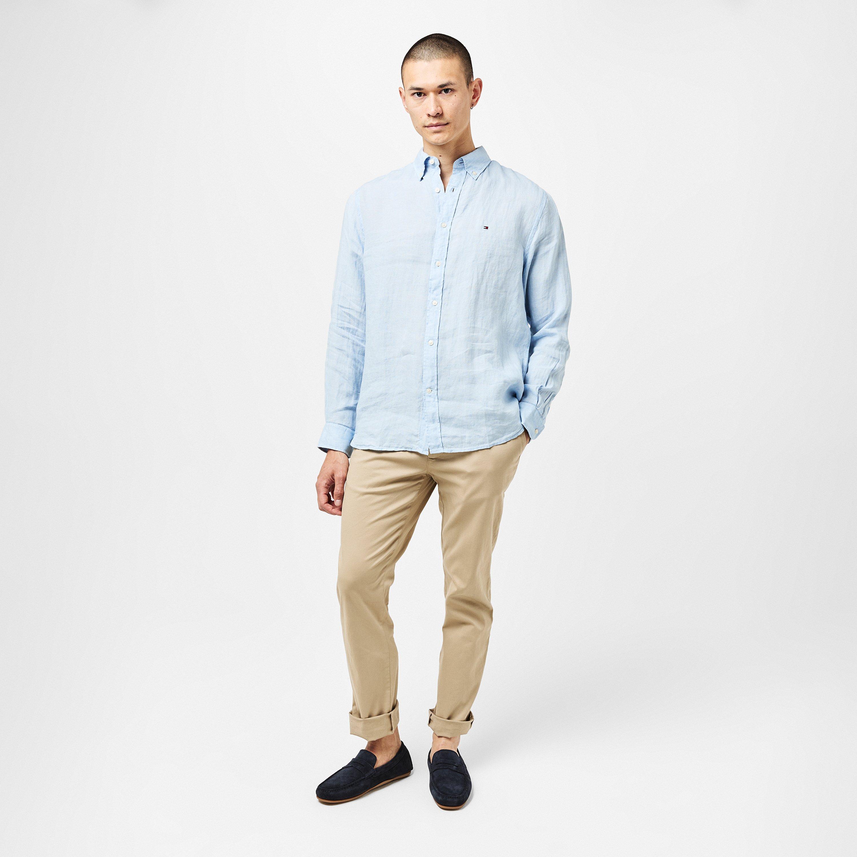 Breezy Blue - Tommy Hilfiger - Men's Pigment Dyed Long-Sleeve Plain Shirt - 6
