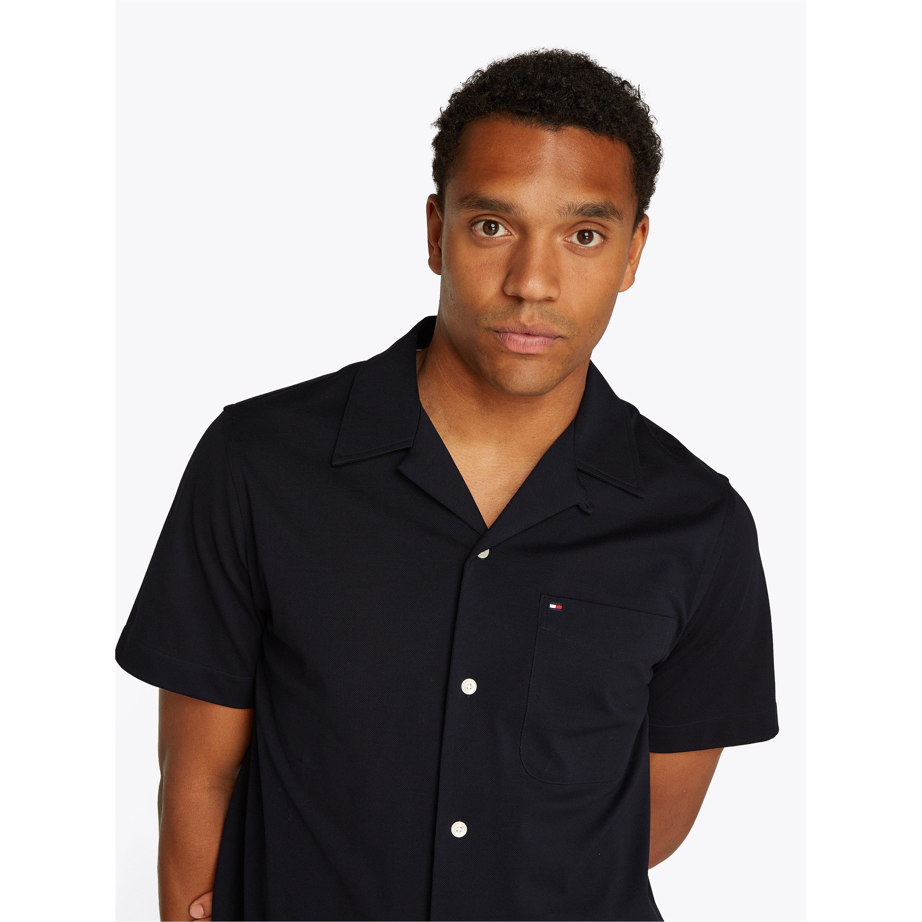 Desert Sky - Tommy Hilfiger - Men's Knitted Short-Sleeve Plain Shirt - 4