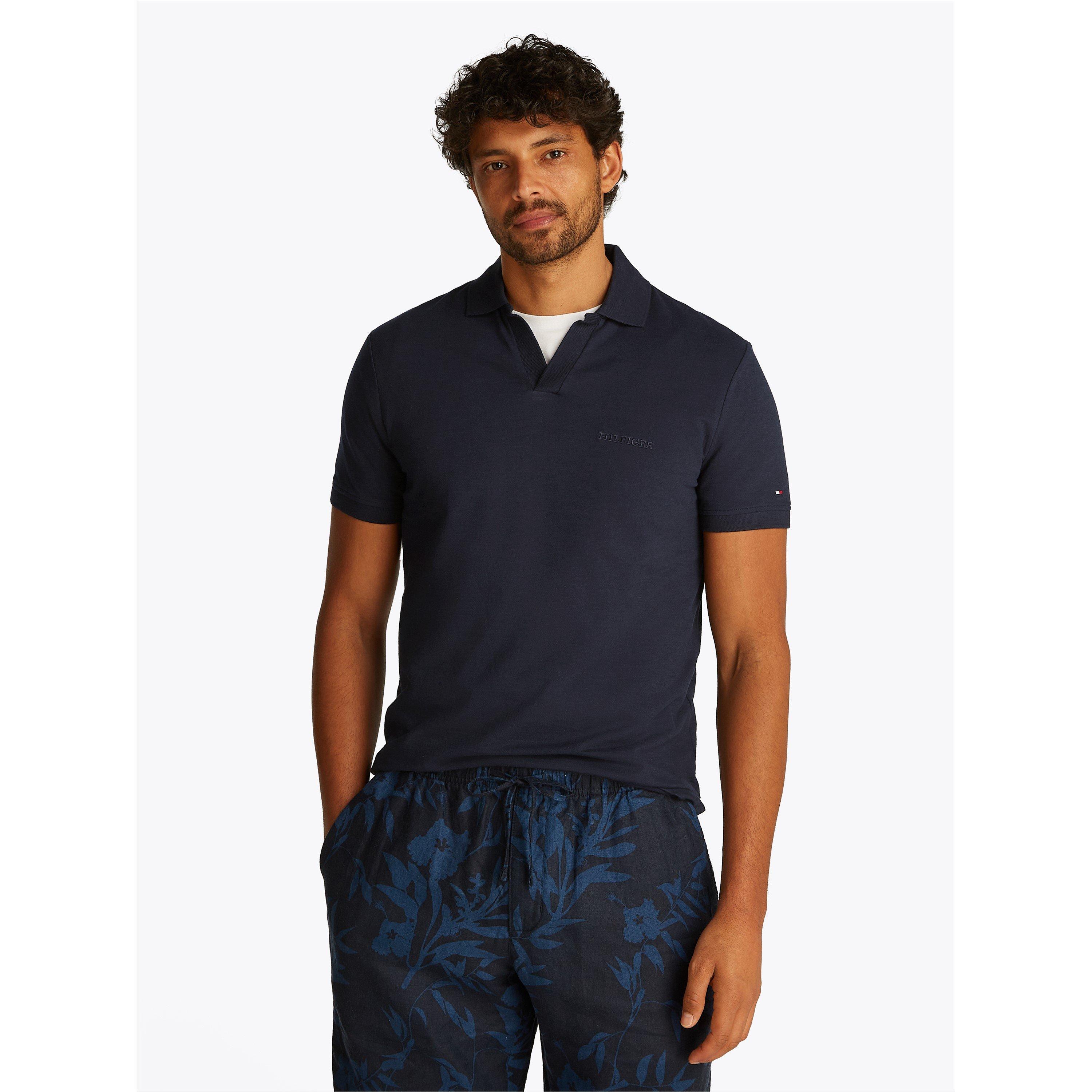 Desert Sky - Tommy Hilfiger - Men's Cotton Linen Terry Short-Sleeve Polo Shirt - 3