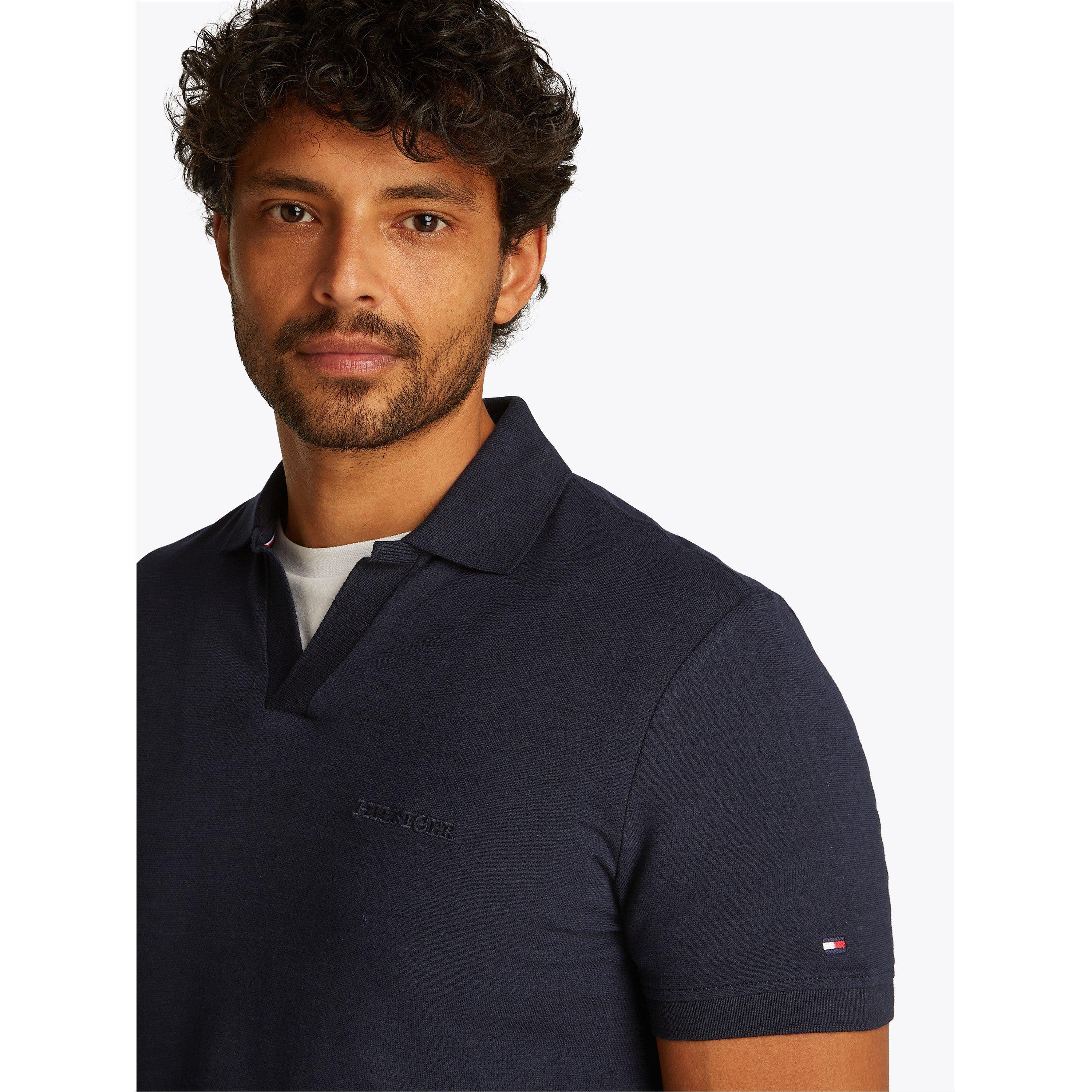 Desert Sky - Tommy Hilfiger - Men's Cotton Linen Terry Short-Sleeve Polo Shirt - 4