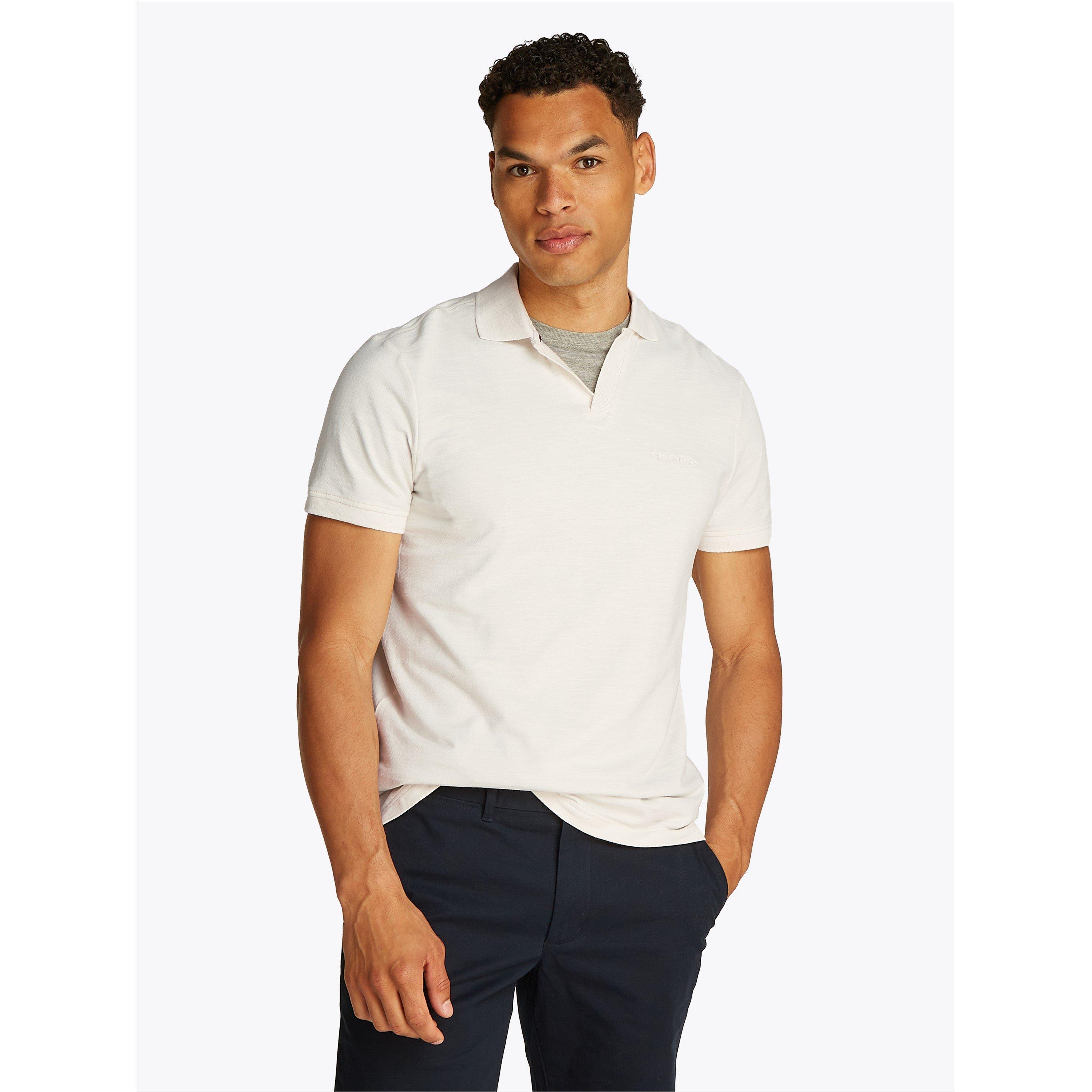 Ivory Petal - Tommy Hilfiger - Men's Cotton Linen Terry Short Sleeve Polo Shirt - 3