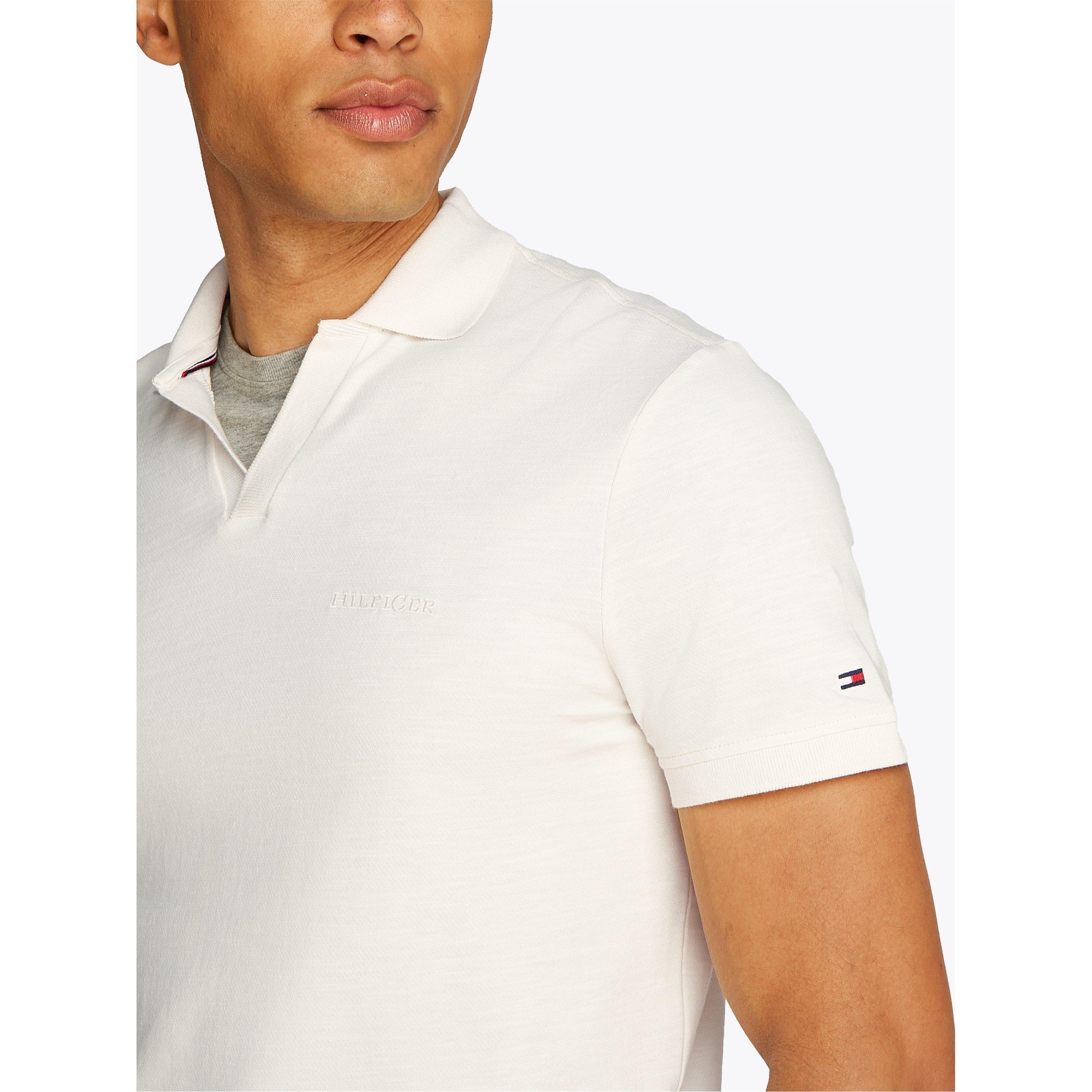 Ivory Petal - Tommy Hilfiger - Men's Cotton Linen Terry Short Sleeve Polo Shirt - 4