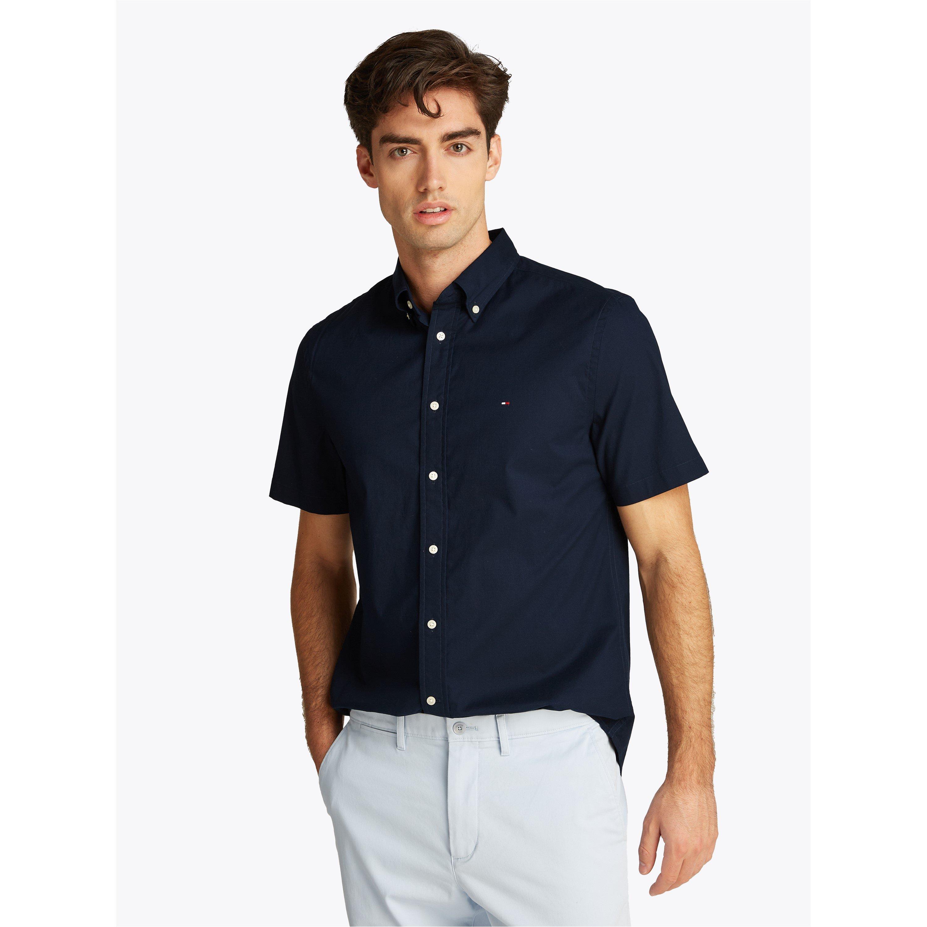 Desert Sky - Tommy Hilfiger - Men's Flex Poplin Short-Sleeve Plain Shirt - 3