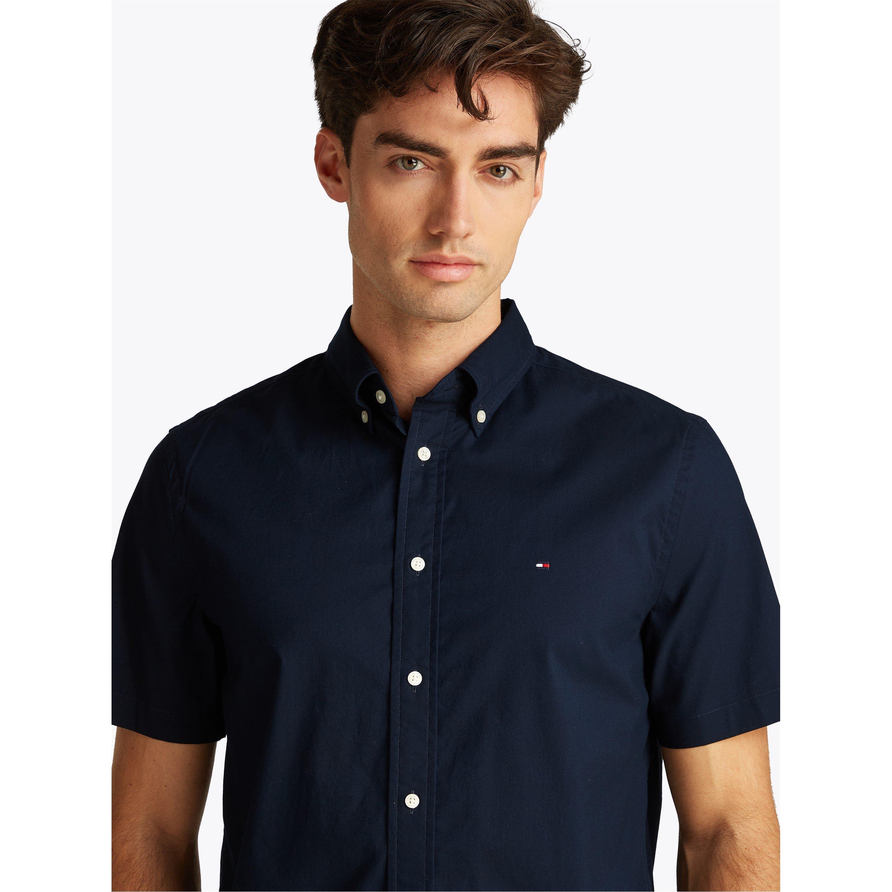 Desert Sky - Tommy Hilfiger - Men's Flex Poplin Short-Sleeve Plain Shirt - 4