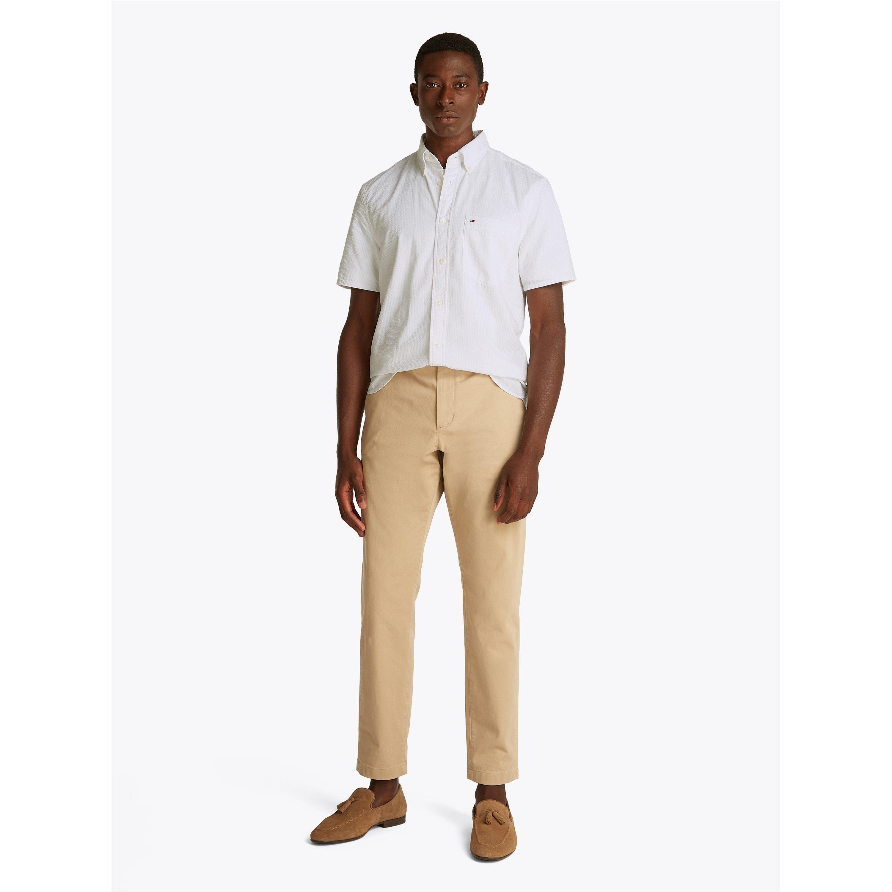 Optic White - Tommy Hilfiger - Men's Seersucker Short-Sleeve Plain Shirt - 5
