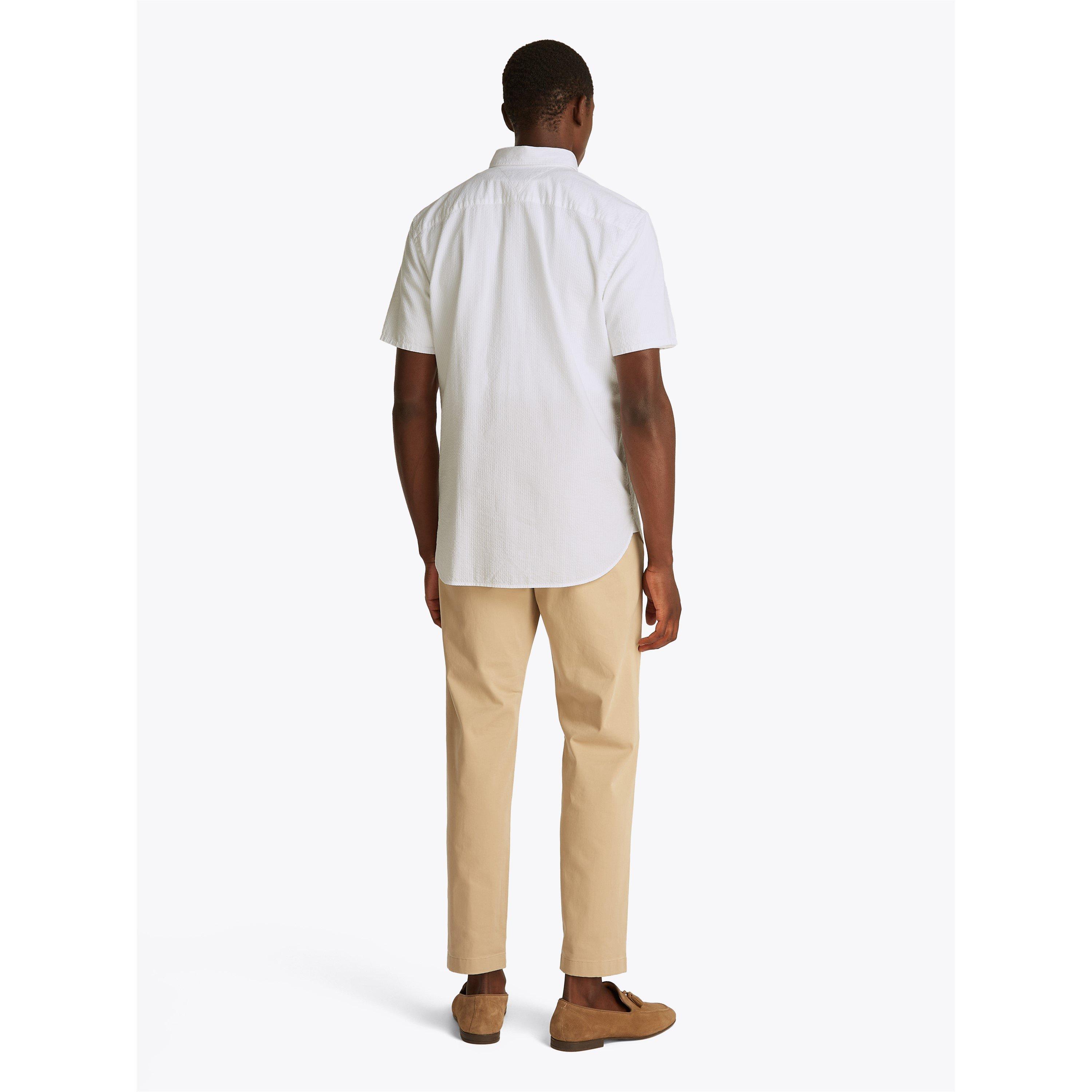 Optic White - Tommy Hilfiger - Men's Seersucker Short-Sleeve Plain Shirt - 6