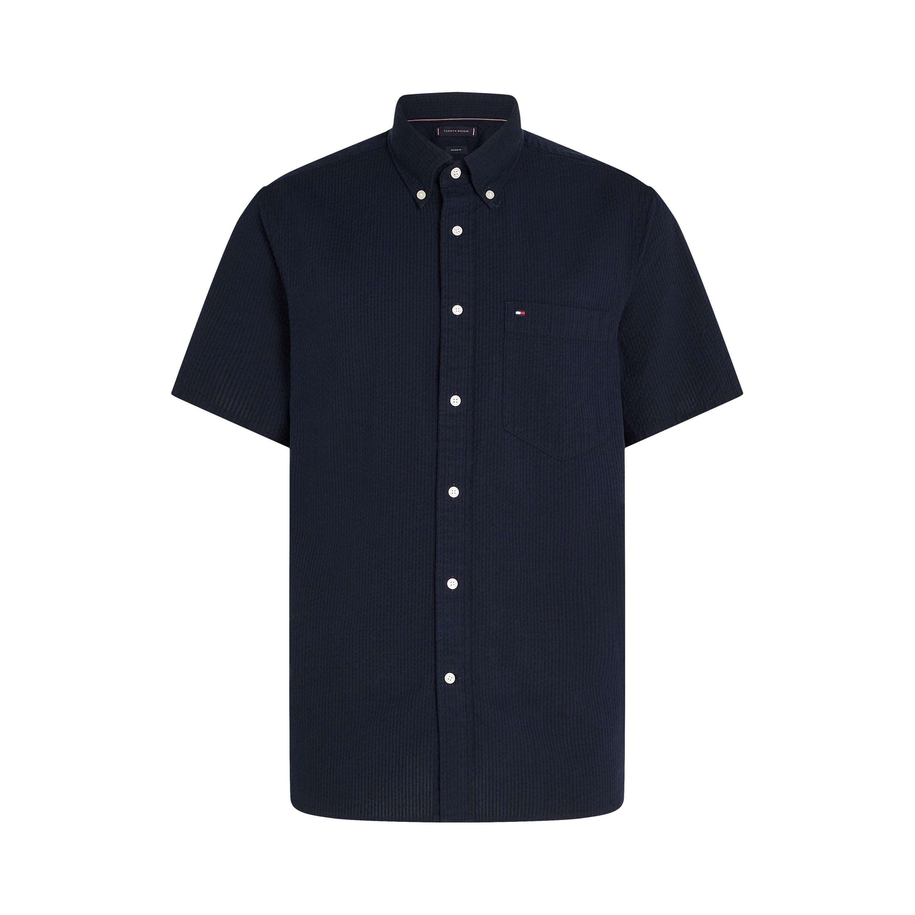 Desert Sky - Tommy Hilfiger - Men's Seersucker Short-Sleeve Plain Shirt - 1