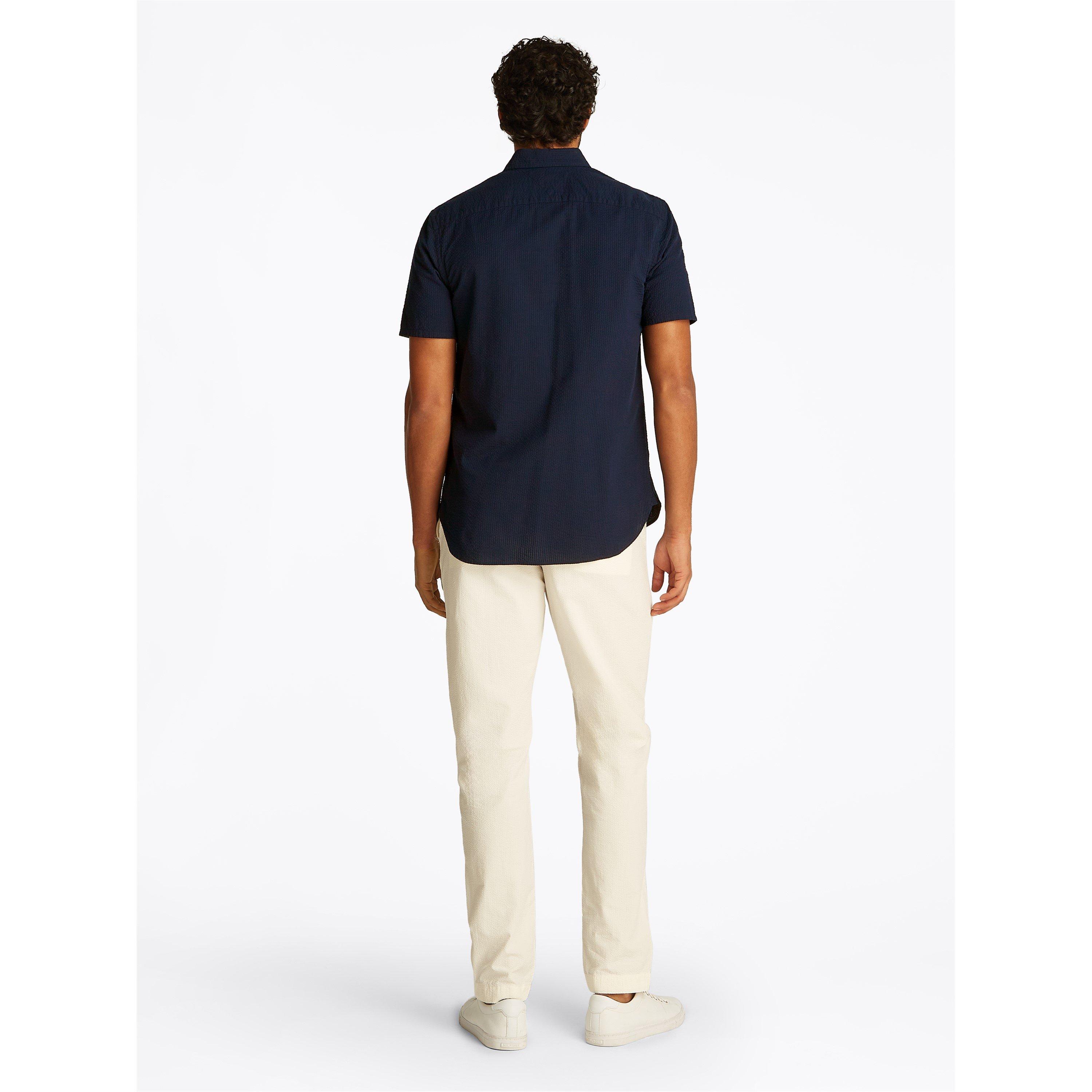 Desert Sky - Tommy Hilfiger - Men's Seersucker Short-Sleeve Plain Shirt - 6