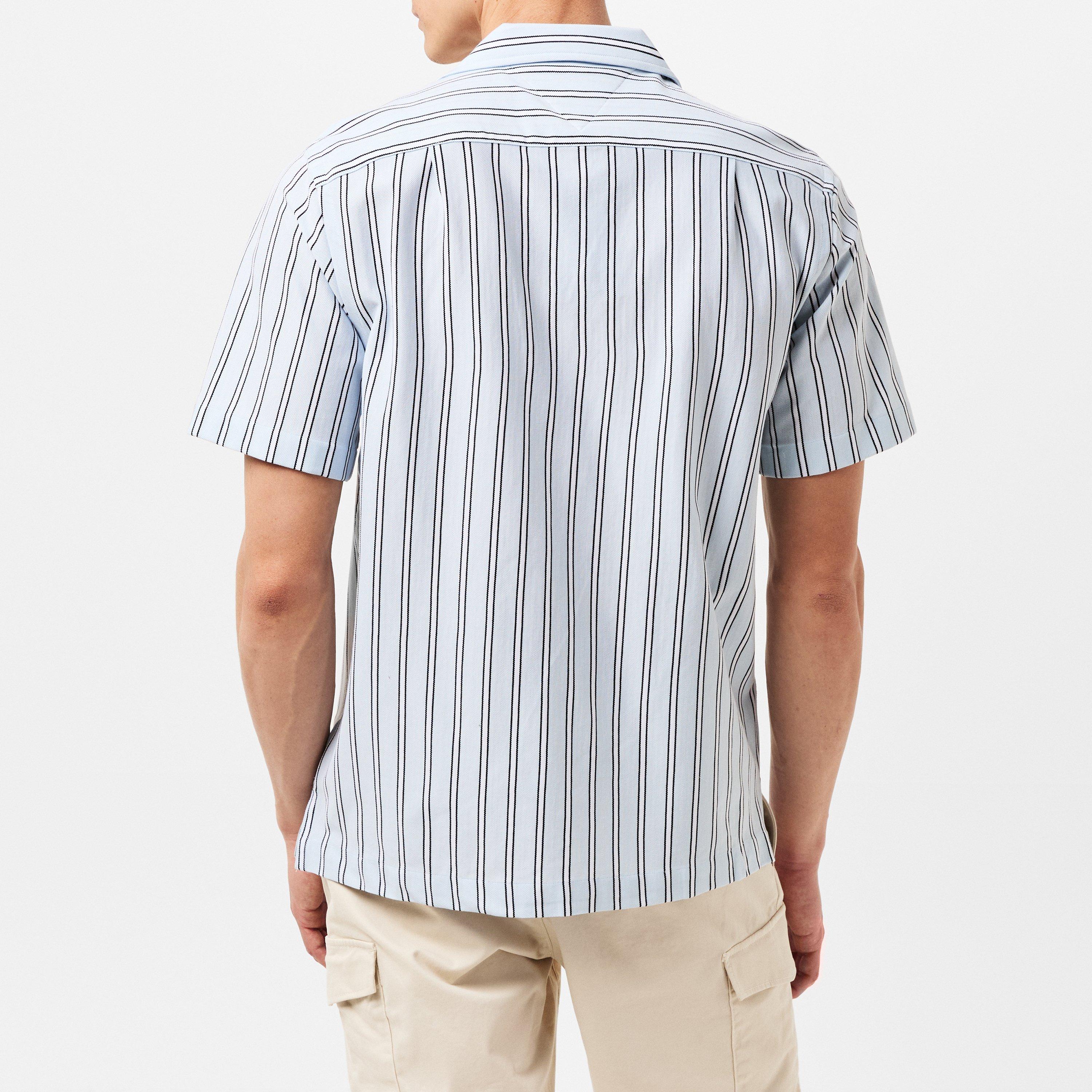 Breezy Blue - Tommy Hilfiger - Men's Knitted Stripe Short-Sleeve Patterned Shirt - 4