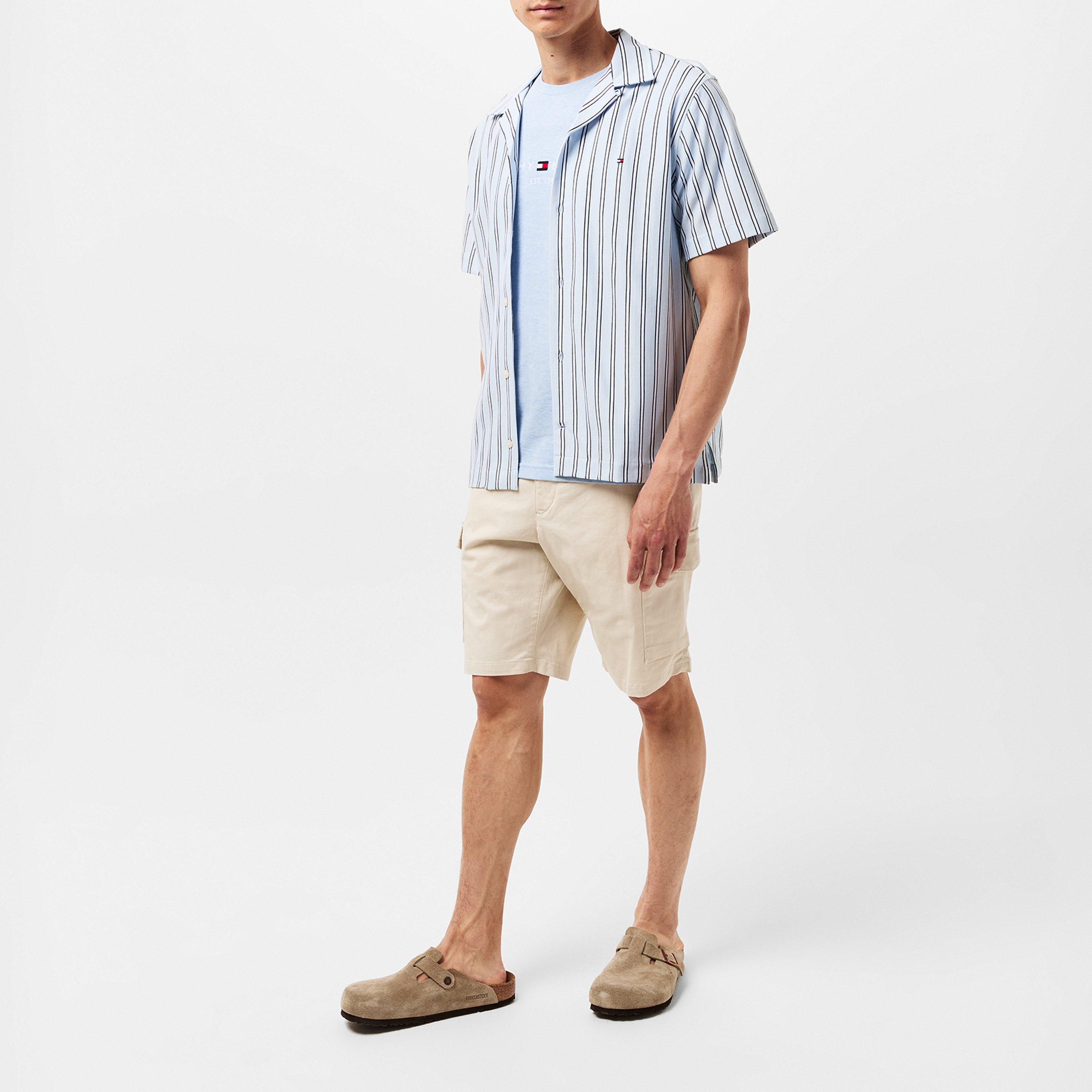 Breezy Blue - Tommy Hilfiger - Men's Knitted Stripe Short-Sleeve Patterned Shirt - 6