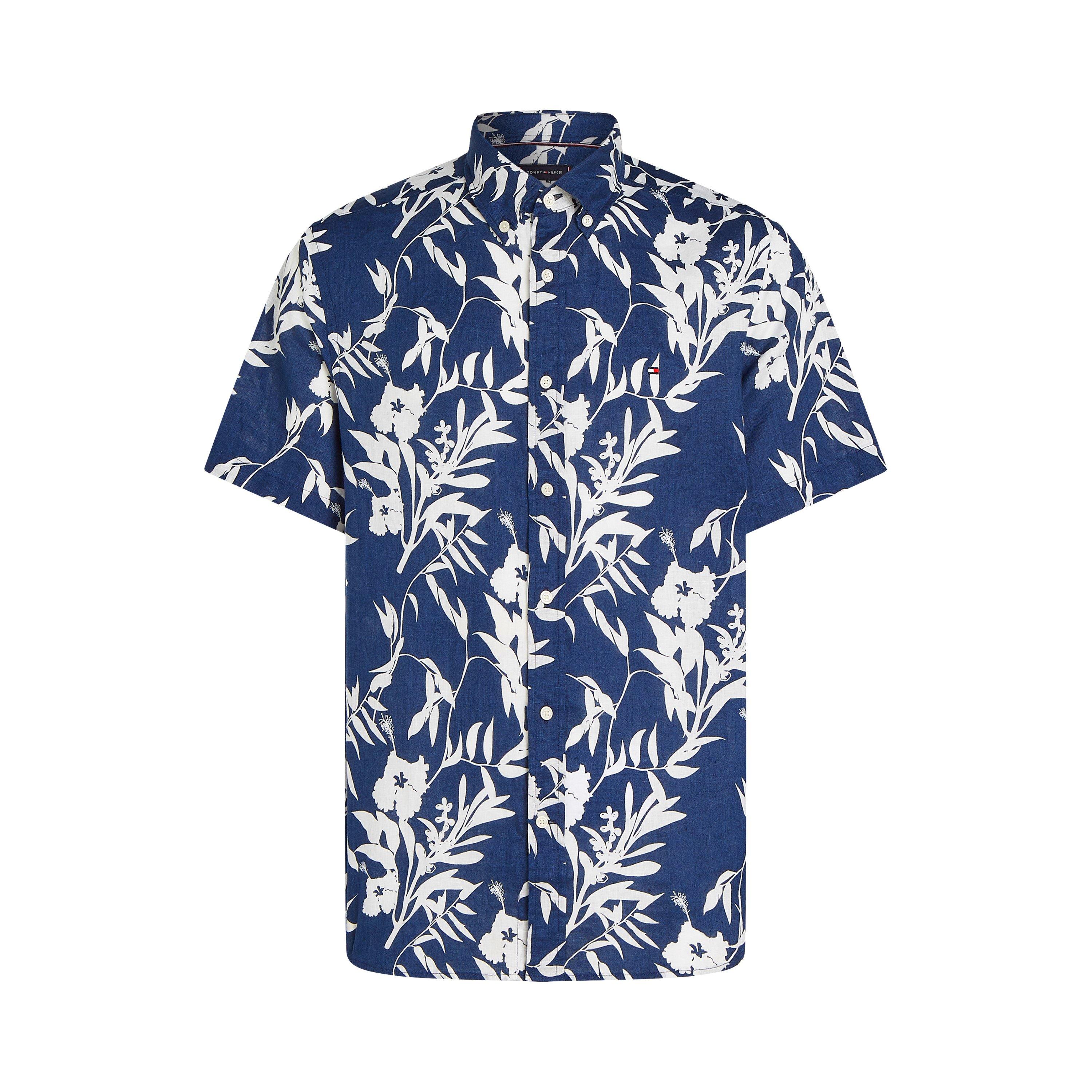 Night Sky - Tommy Hilfiger - Men's Linen Tropical Print Short-Sleeve Patterned Shirt - 1