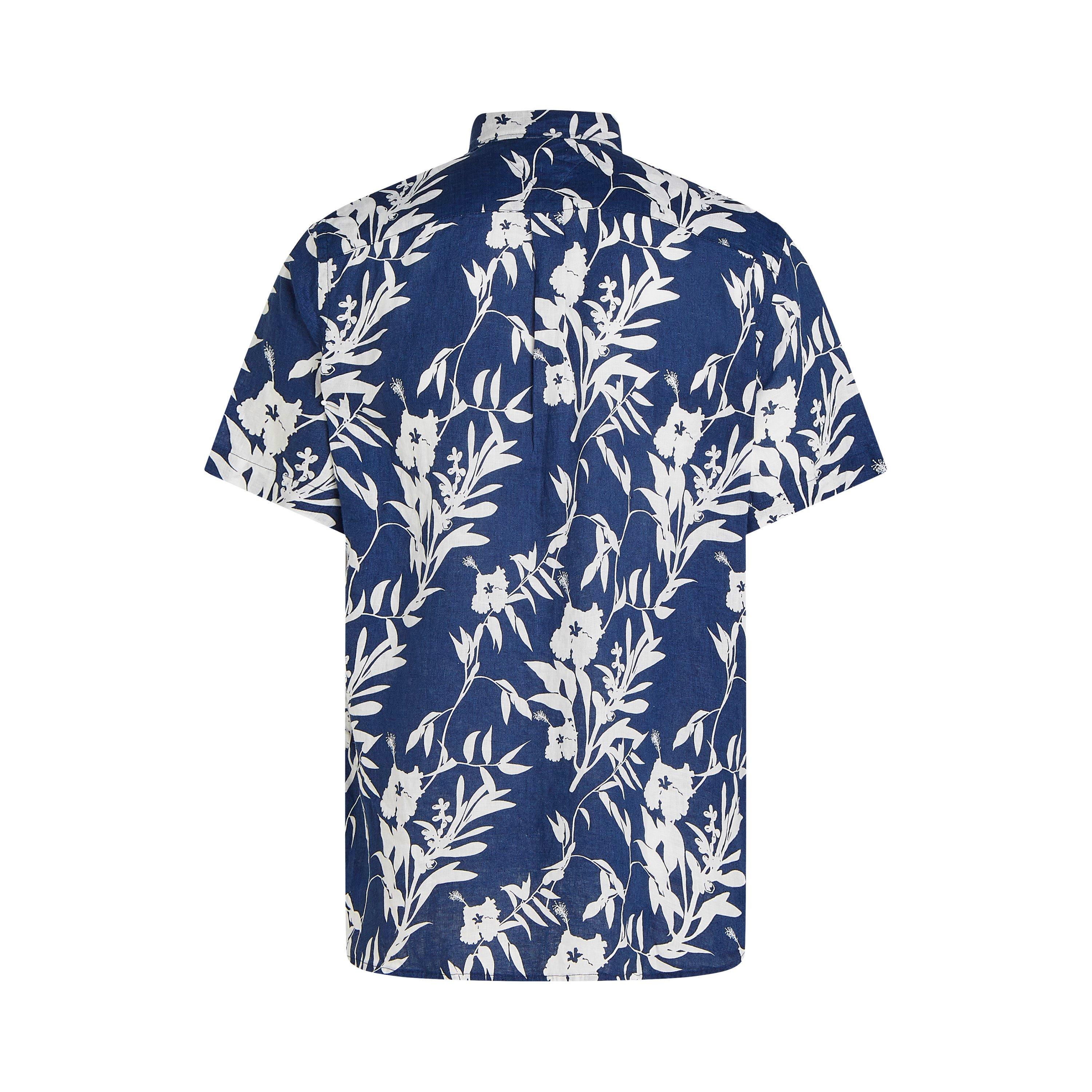 Night Sky - Tommy Hilfiger - Men's Linen Tropical Print Short-Sleeve Patterned Shirt - 2