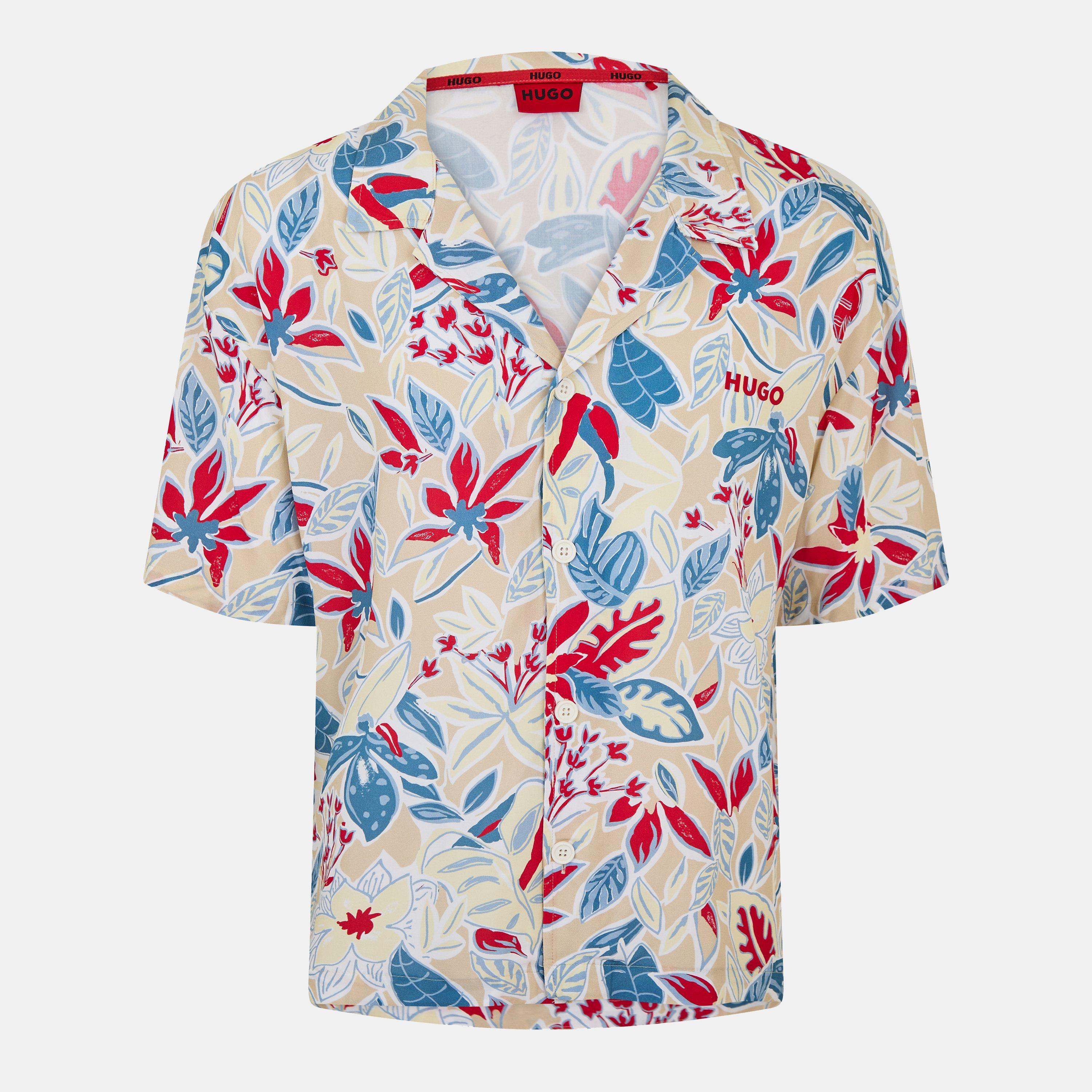 White AOP 103 - Hugo - Men's Beach Short Sleeve Relaxed Fit Shirt - 1