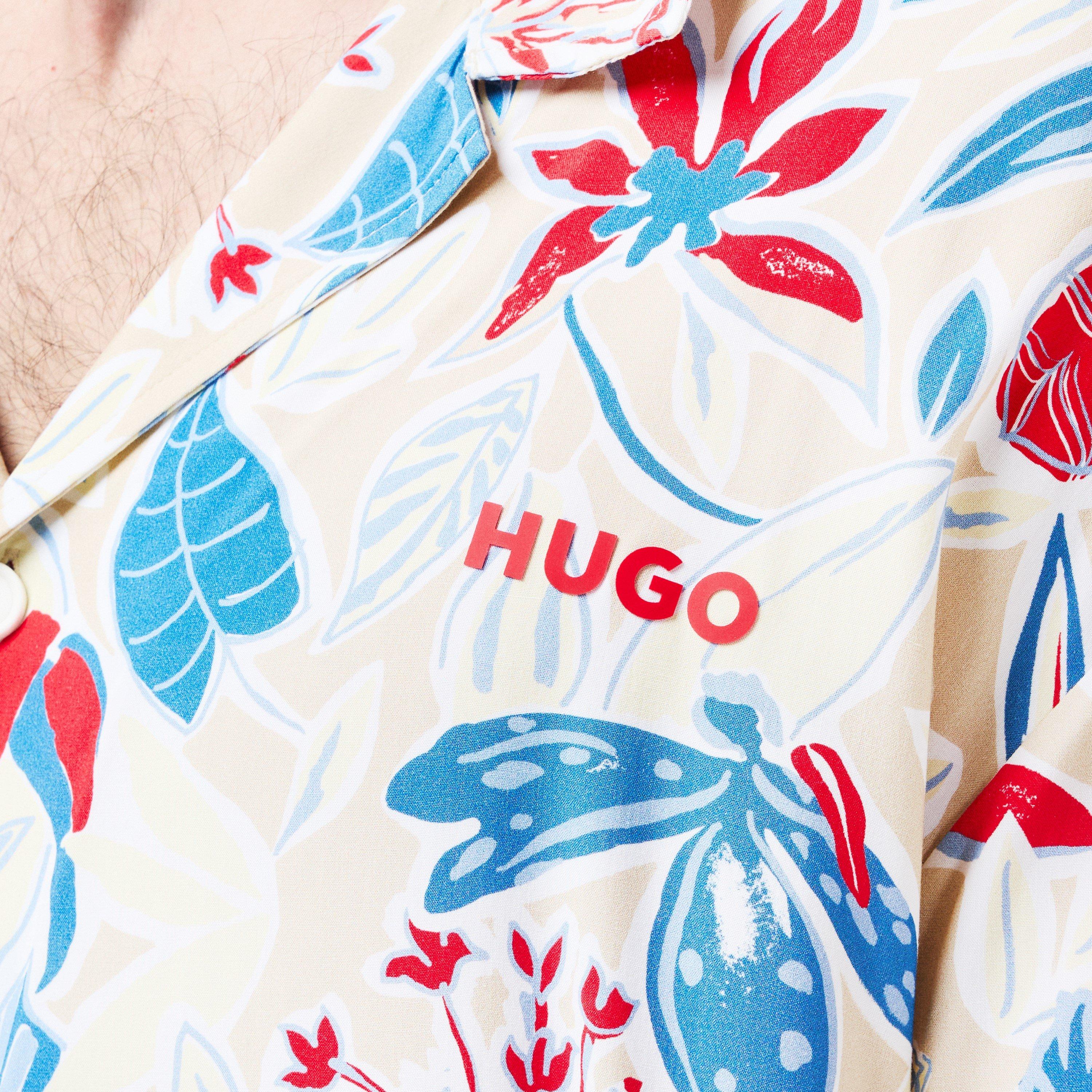 White AOP 103 - Hugo - Men's Beach Relaxed Short-Sleeve Plain Shirt - 5