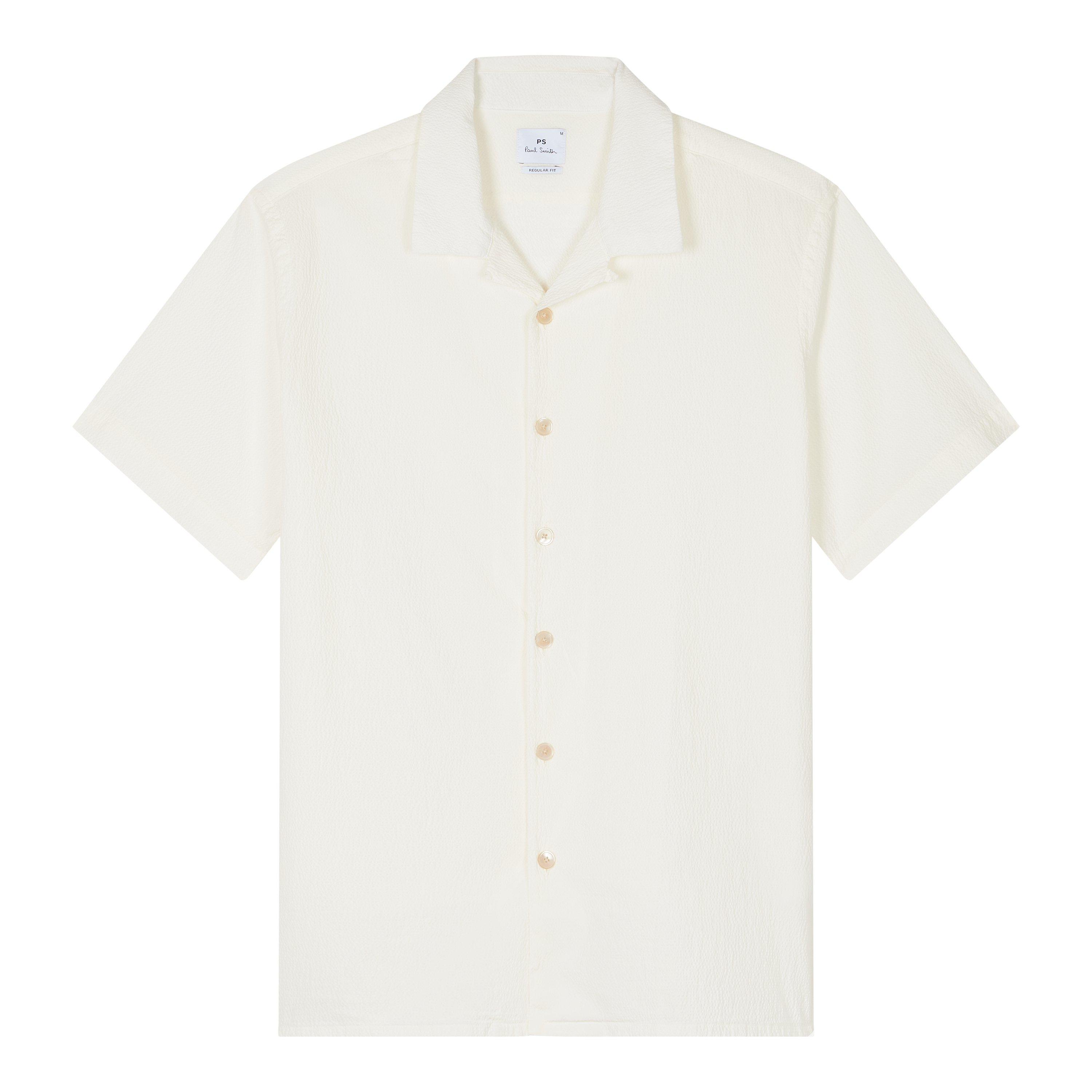 PS Paul Smith Men's Seersucker Short Sleeve Plain Shirt - White 02 - S