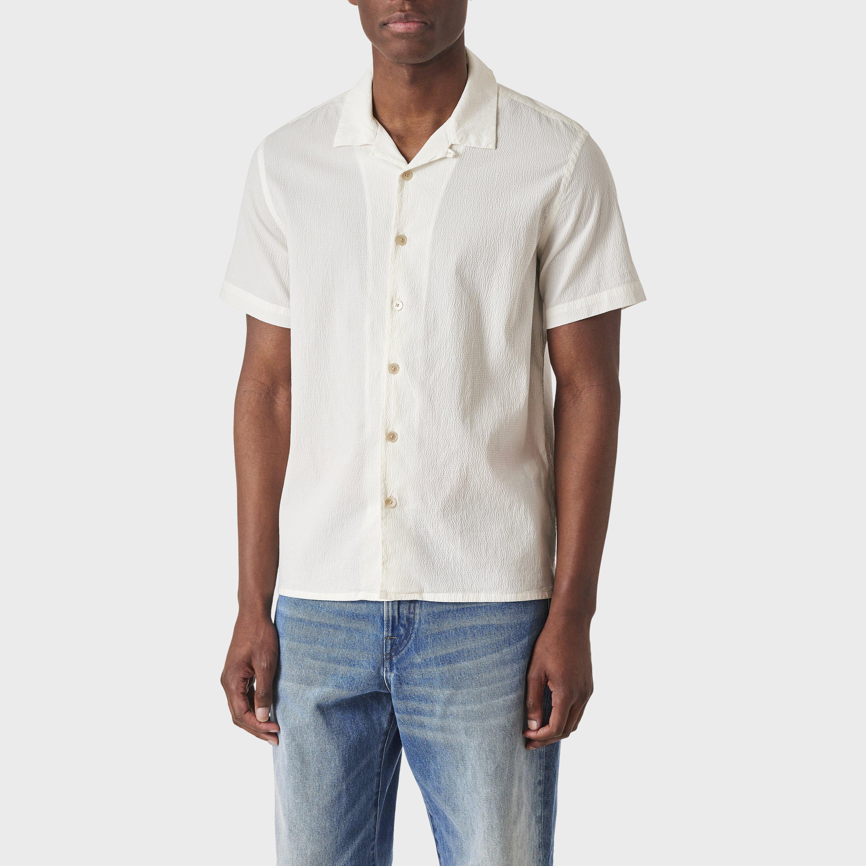 White 02 - PS Paul Smith - Men's Seersucker Short-Sleeve Plain Shirt - 2