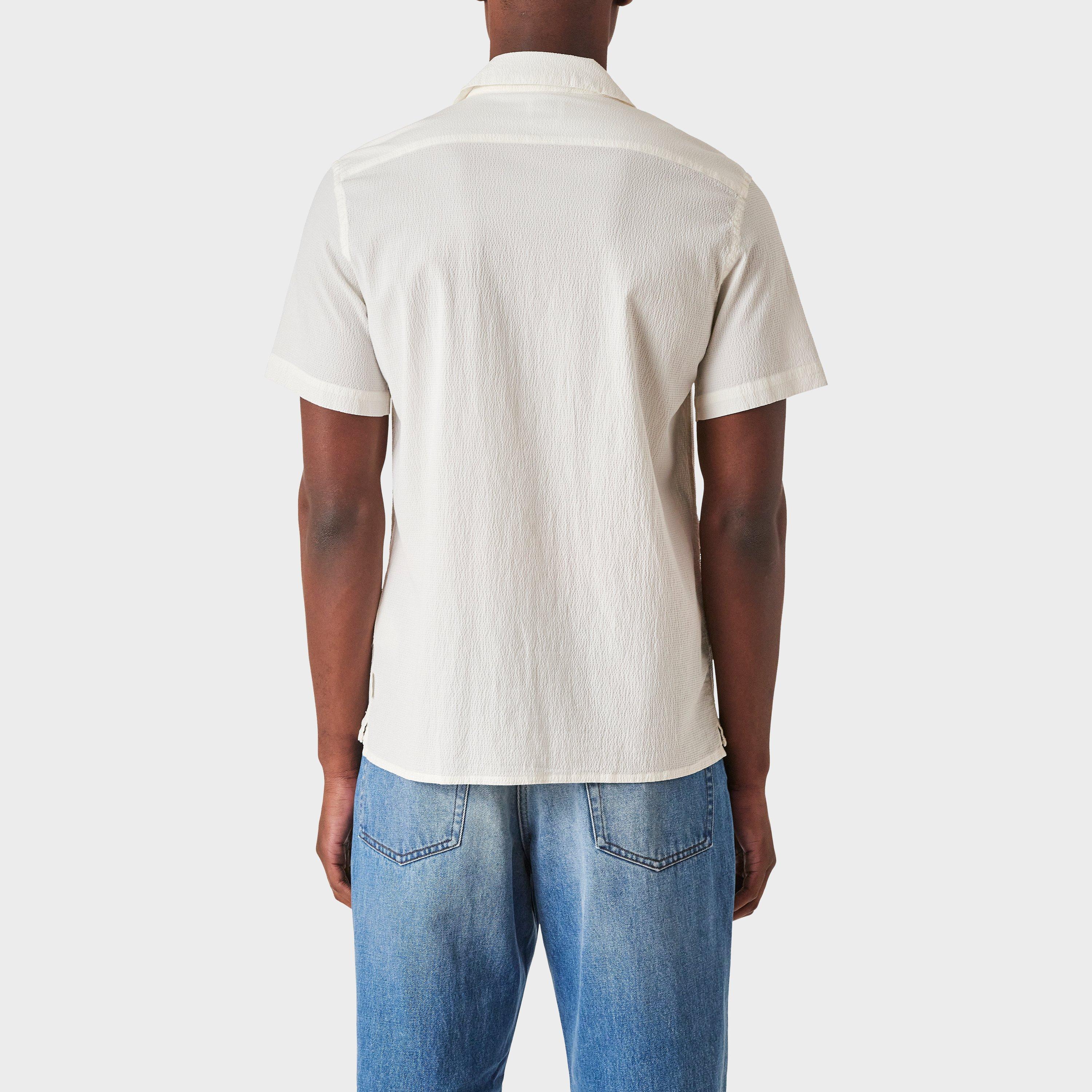 White 02 - PS Paul Smith - Men's Seersucker Short-Sleeve Plain Shirt - 3