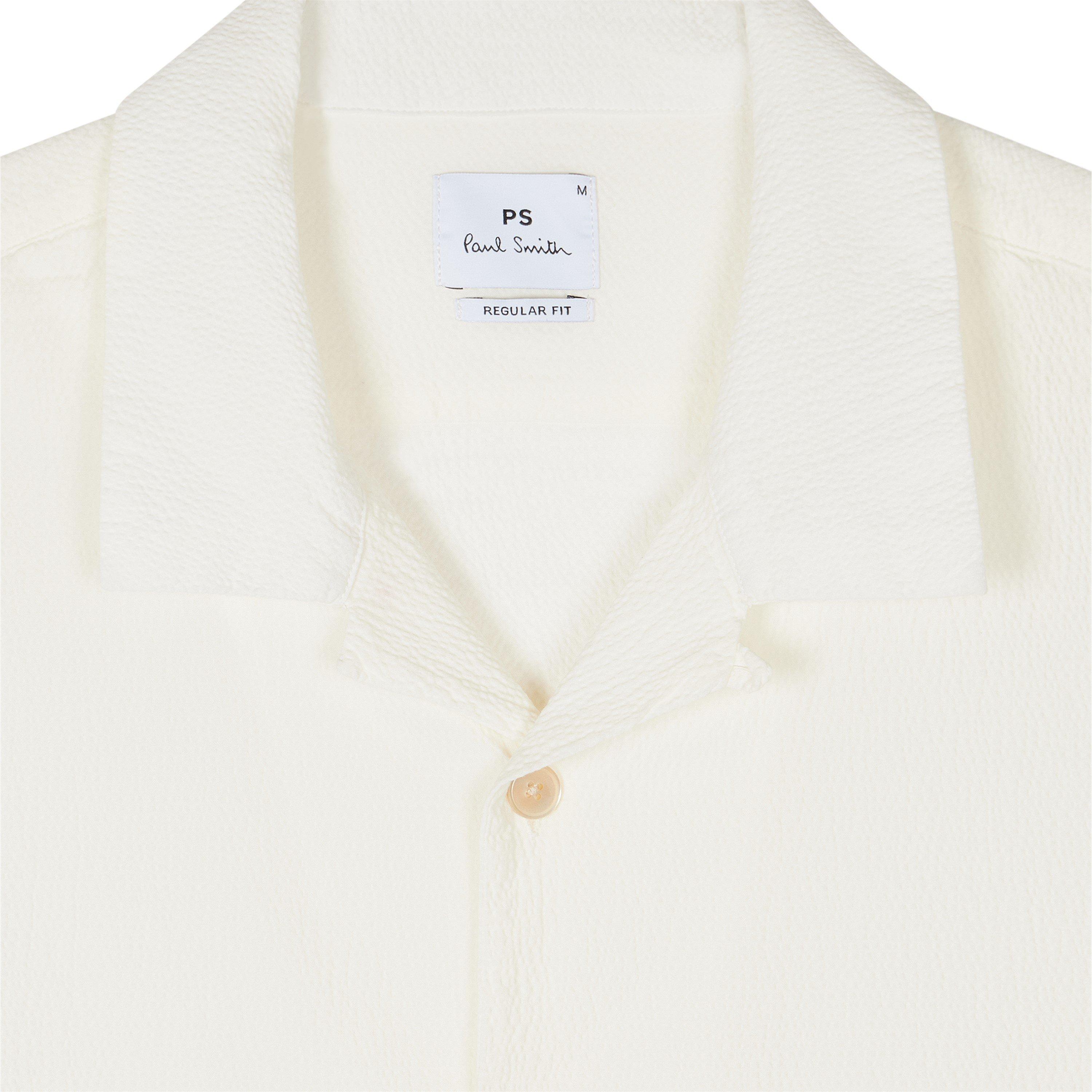 White 02 - PS Paul Smith - Men's Seersucker Short-Sleeve Plain Shirt - 5