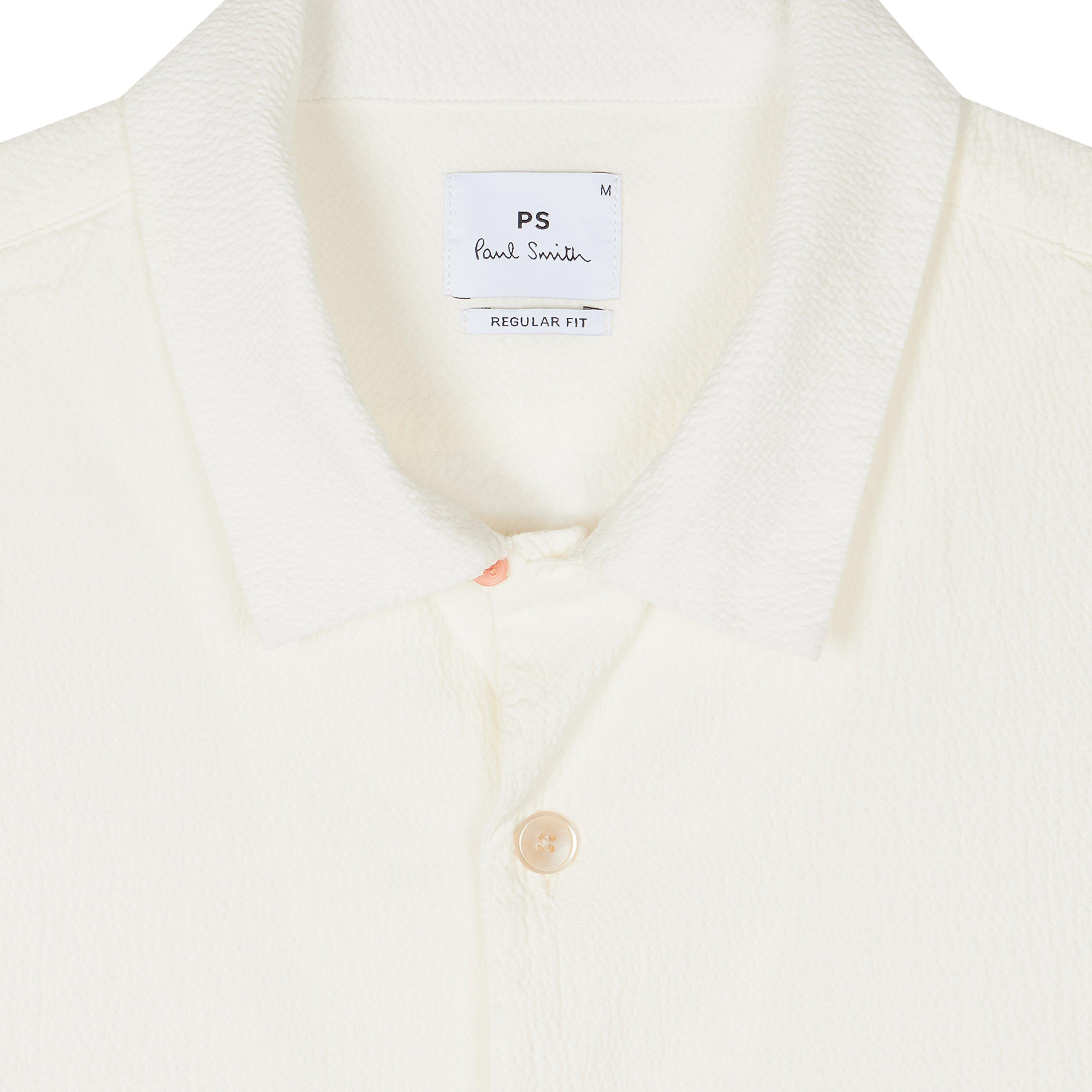 White 02 - PS Paul Smith - Men's Seersucker Short-Sleeve Plain Shirt - 6
