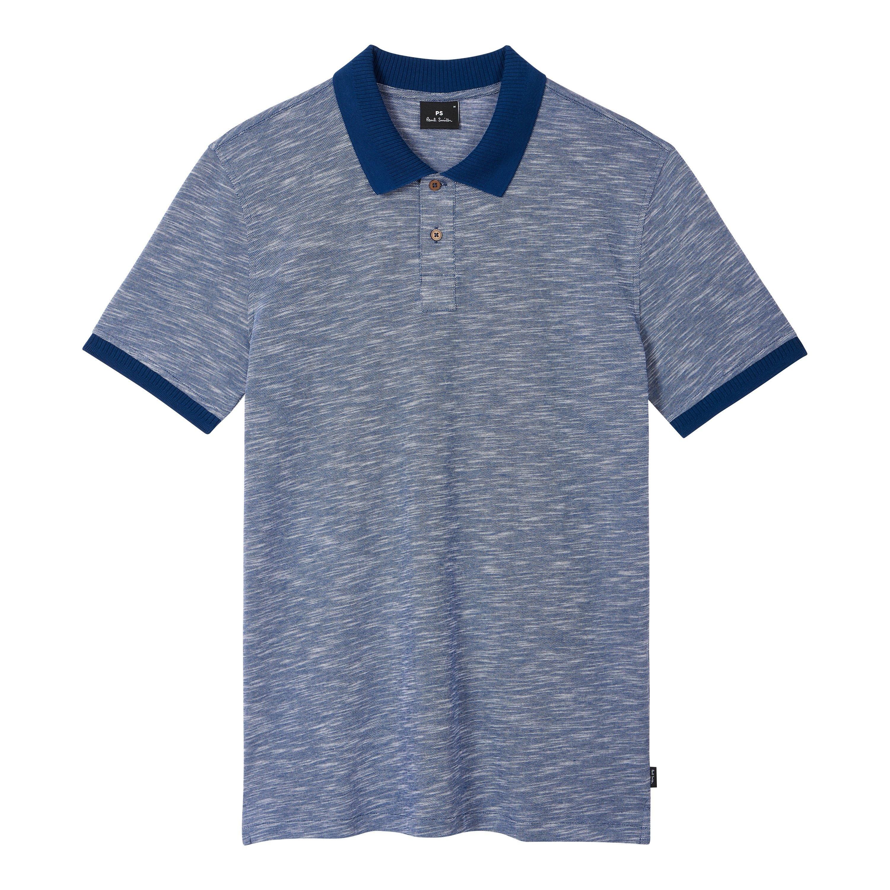 Blue 49 - PS Paul Smith - Men's Space Dye Short Sleeve Polo Shirt - 1