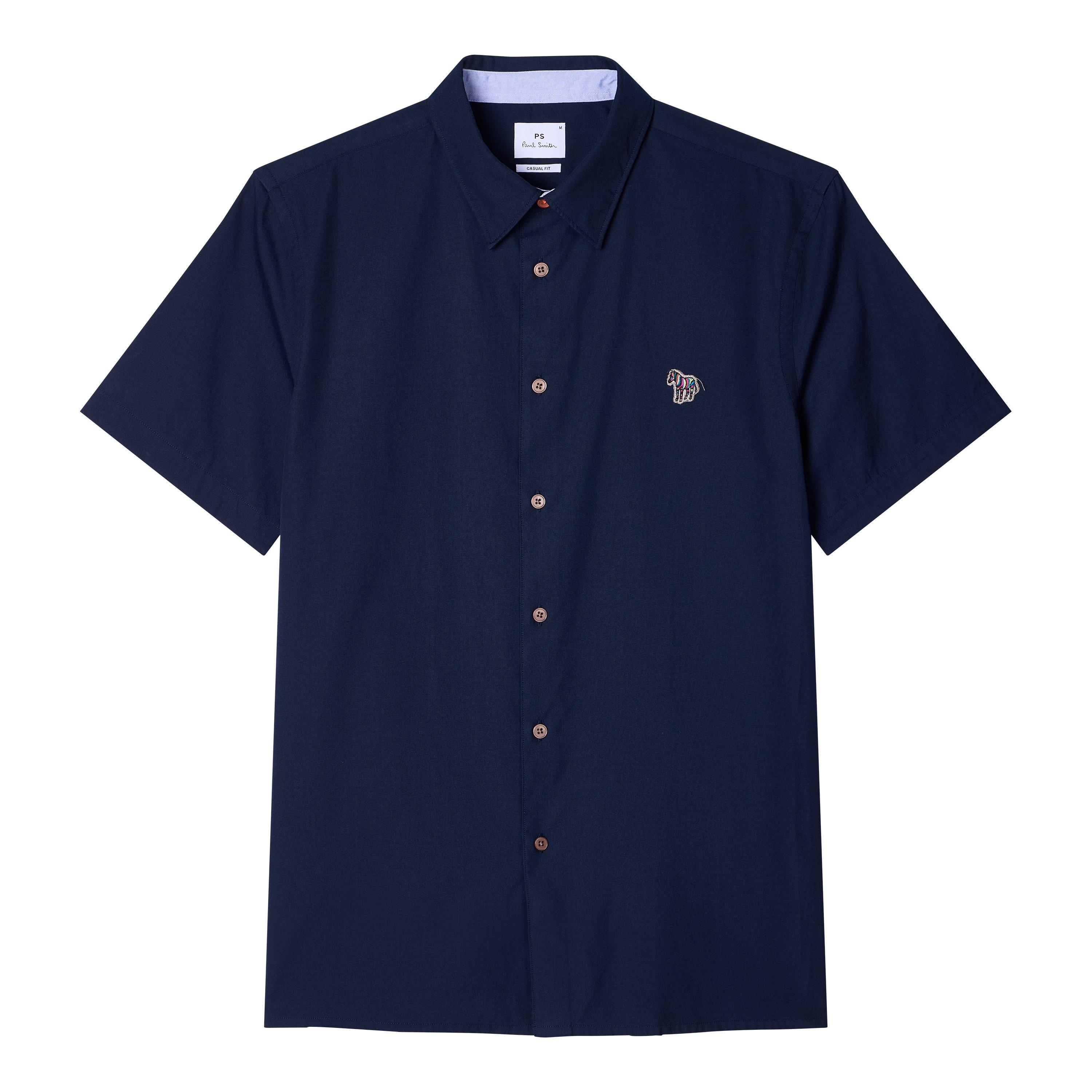 Ps Paul Smith Men's Short-Sleeve Plain Shirt - Blue 48 - 2XL