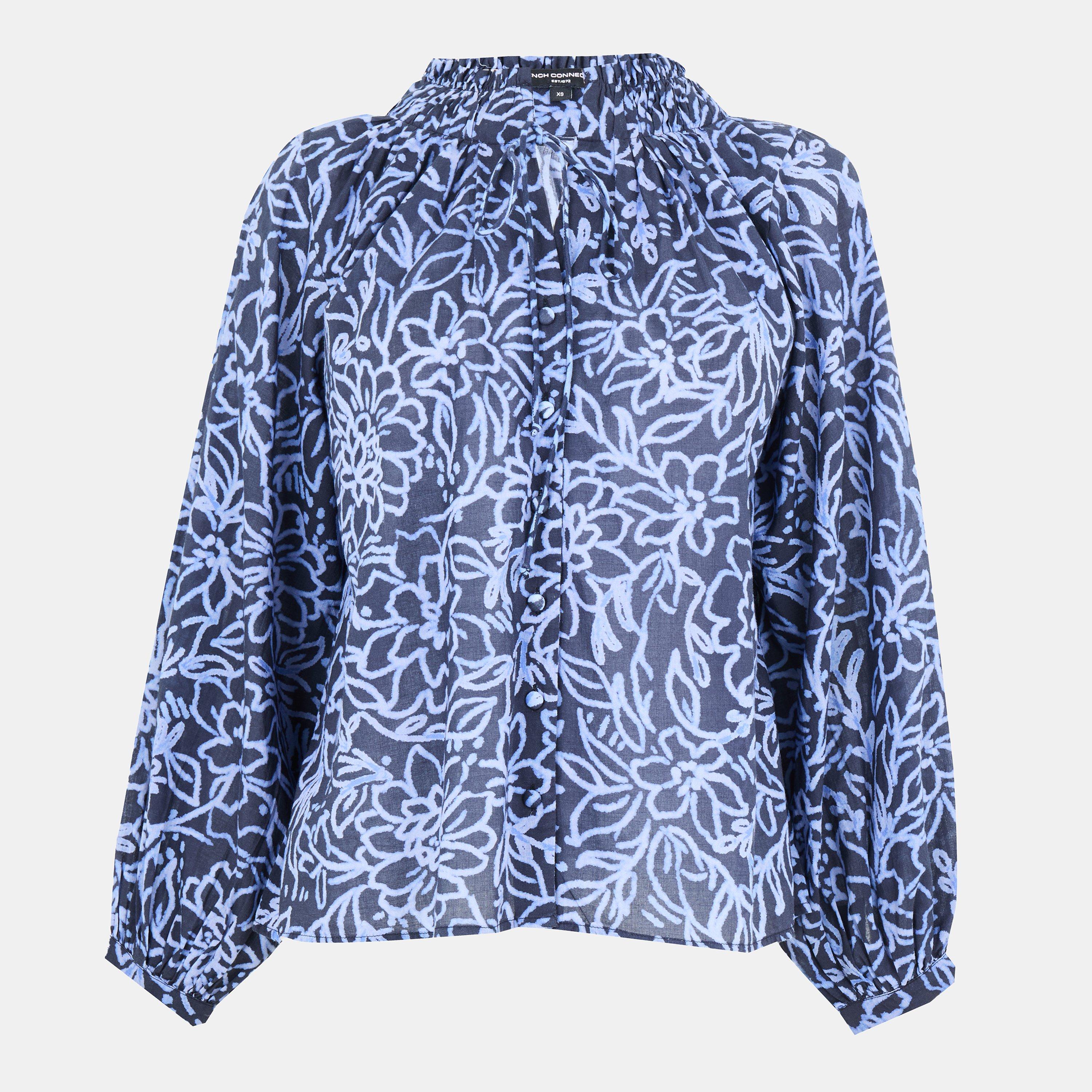 French Connection Women's Anna Long Sleeve Blouse - Navy  - 8 (XS)