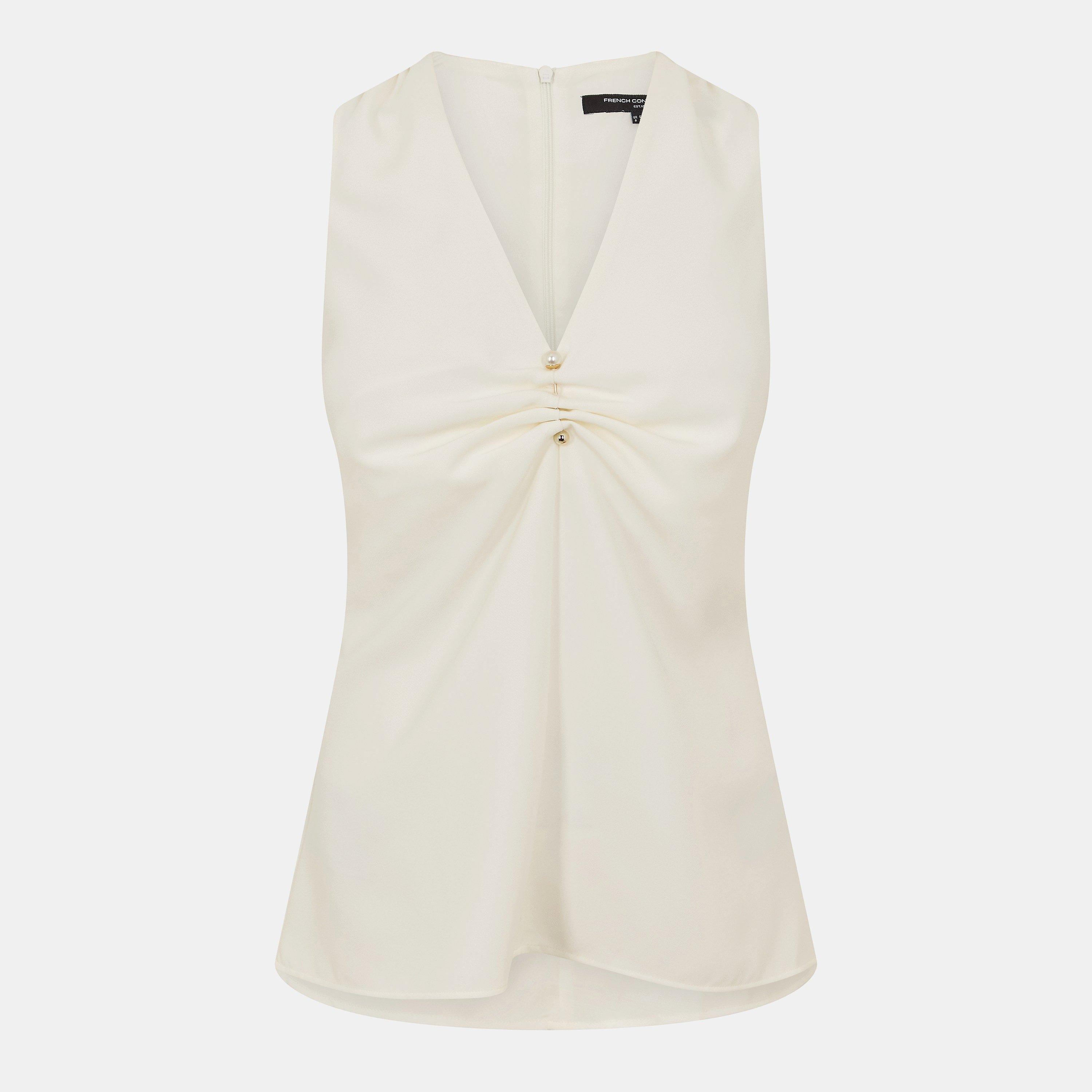 Summer White - French Connection - Women's Arlette V-Neck Short Sleeve Blouse - 1