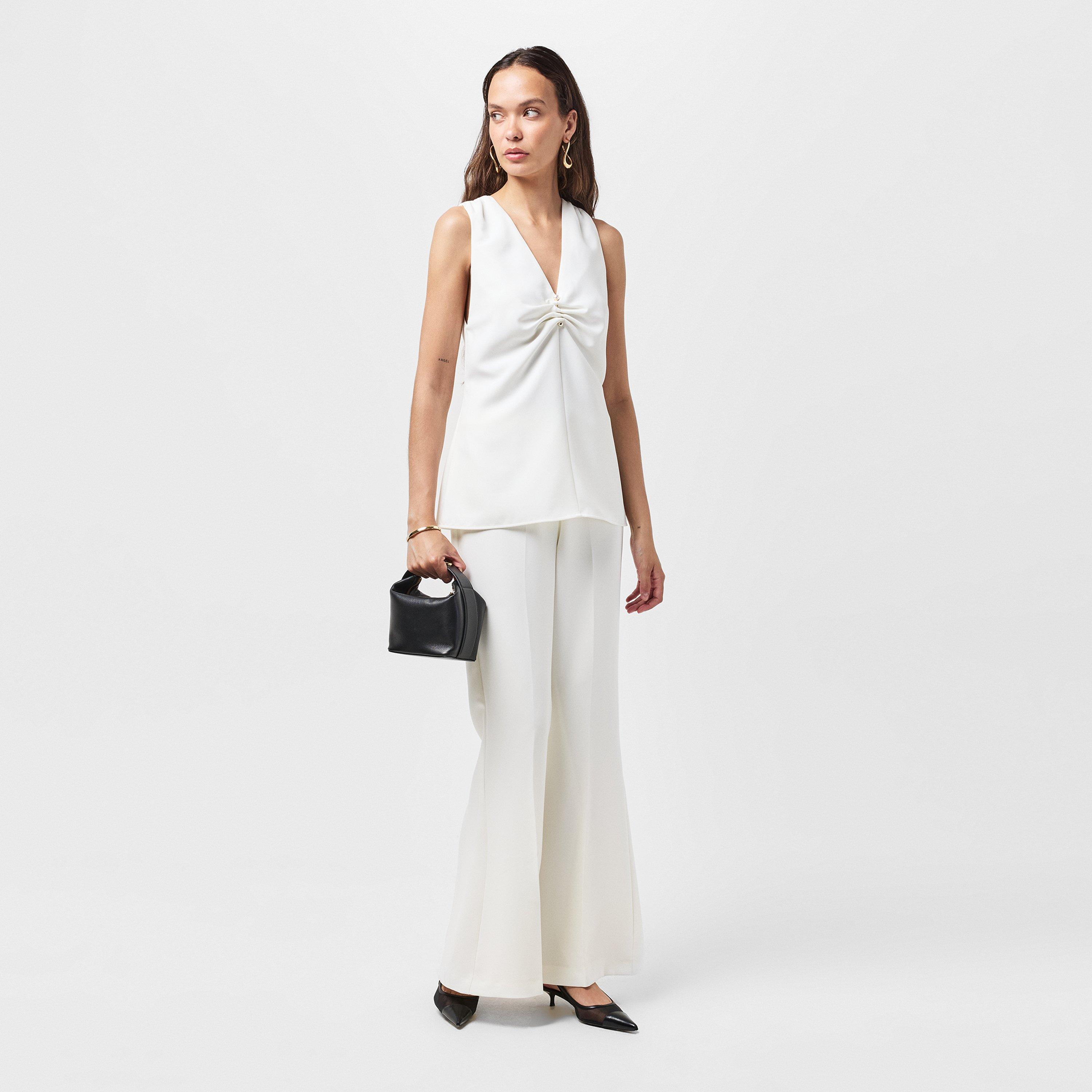 Summer White - French Connection - Women's Arlette V-Neck Short-Sleeve Blouse - 6