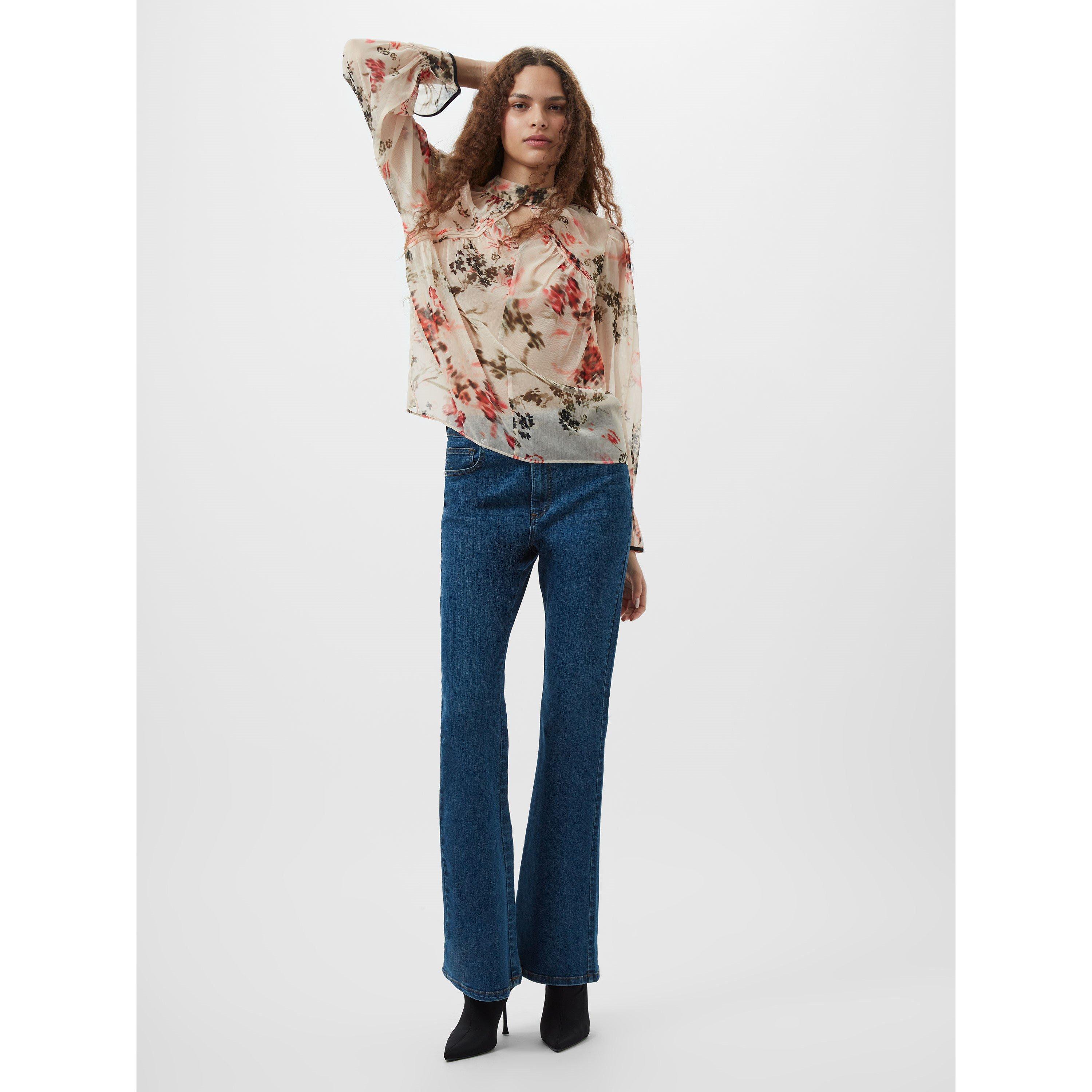 Crm/Scarlet Red - French Connection - Women's Hallie Long Sleeve Blouse - 1