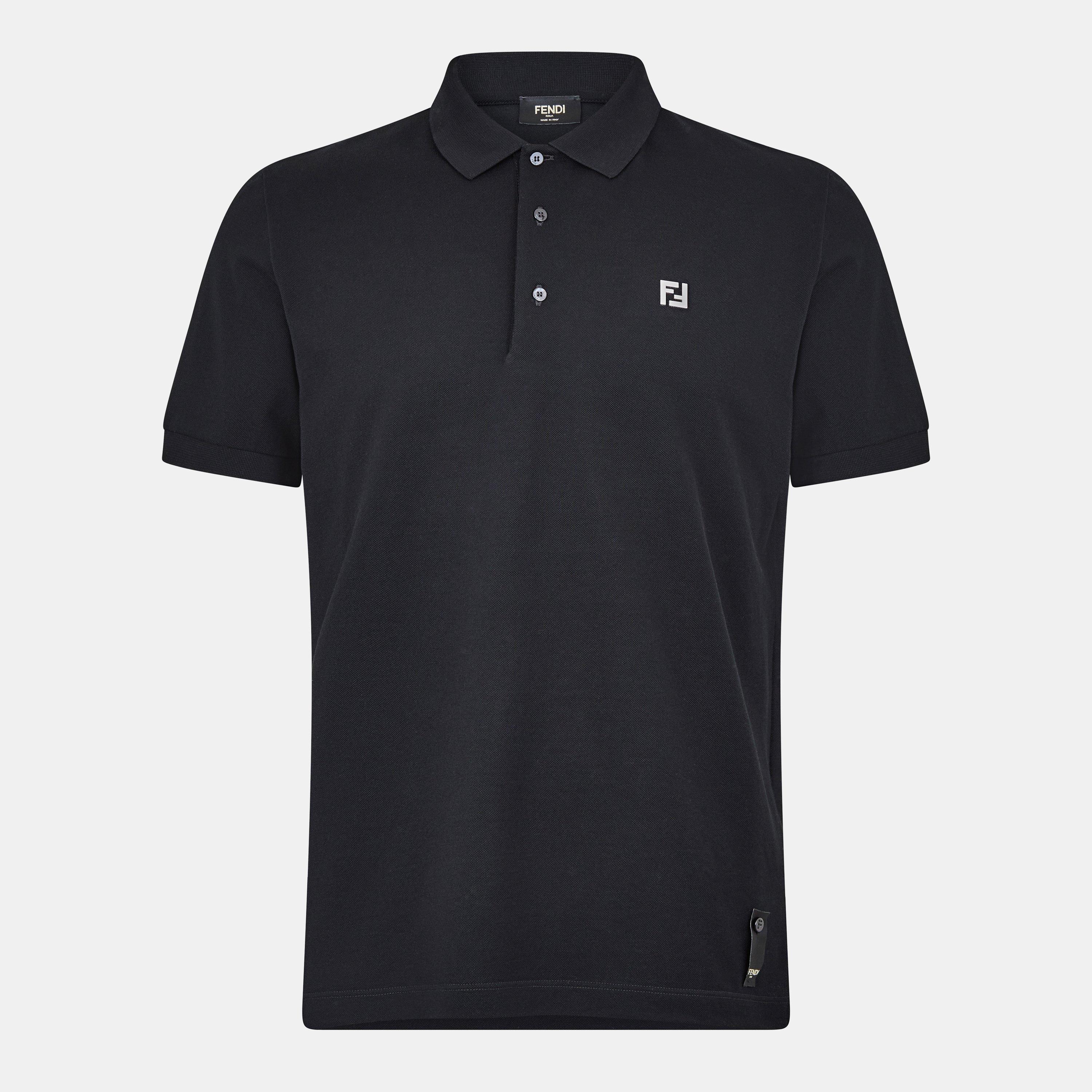 Fendi Men's Short Sleeve Polo Shirt - Black - Medium