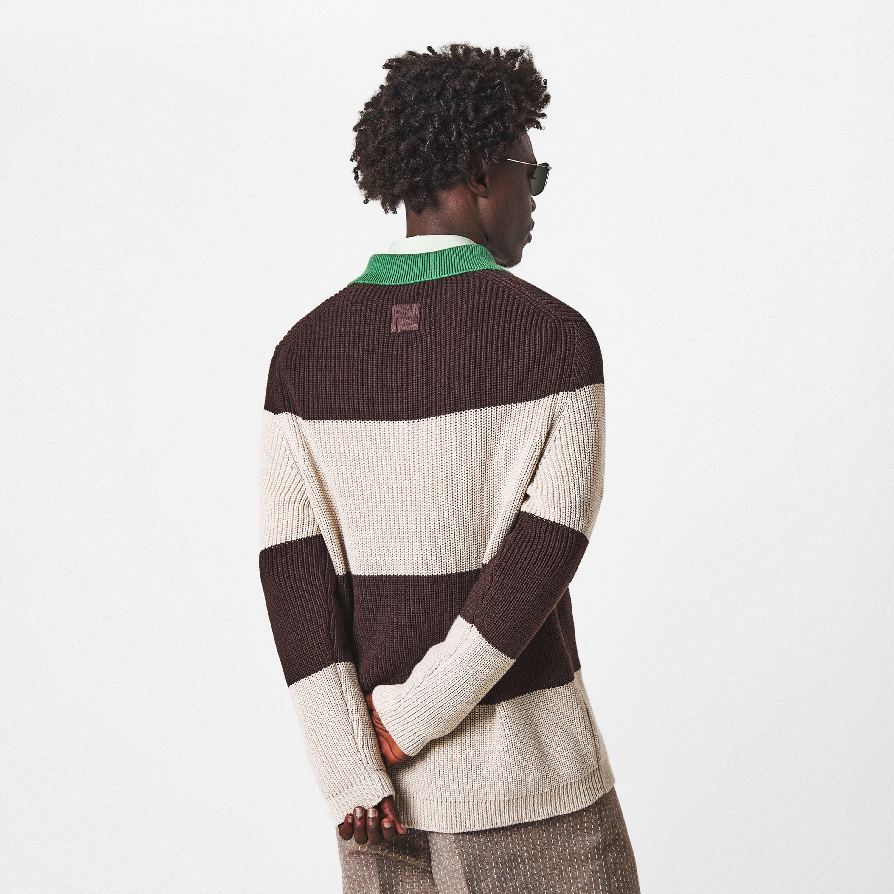 Juta Choko - Fendi - Crest Long Sleeve Stripe Jersey Polo - 4