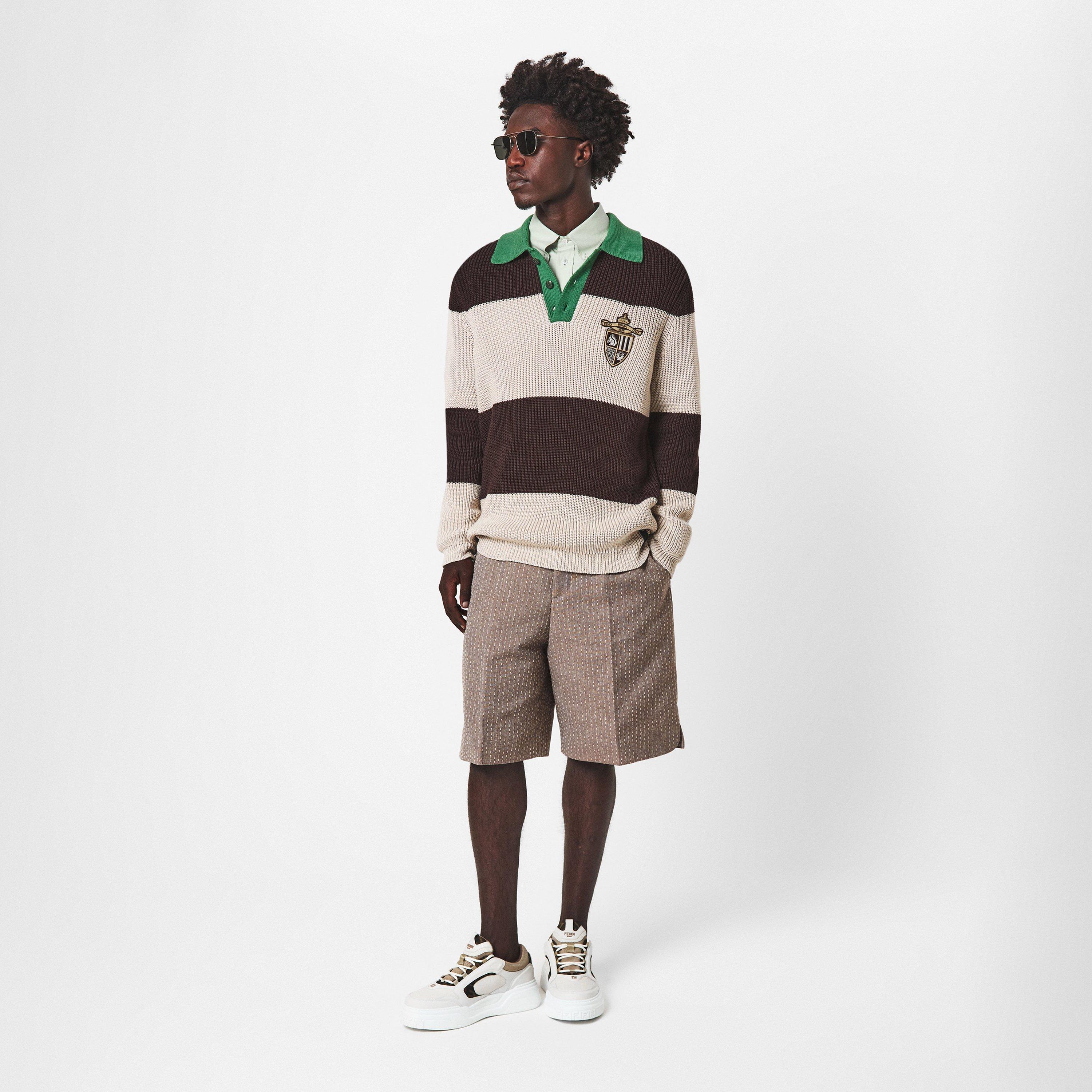 Juta Choko - Fendi - Crest Long Sleeve Stripe Jersey Polo - 6