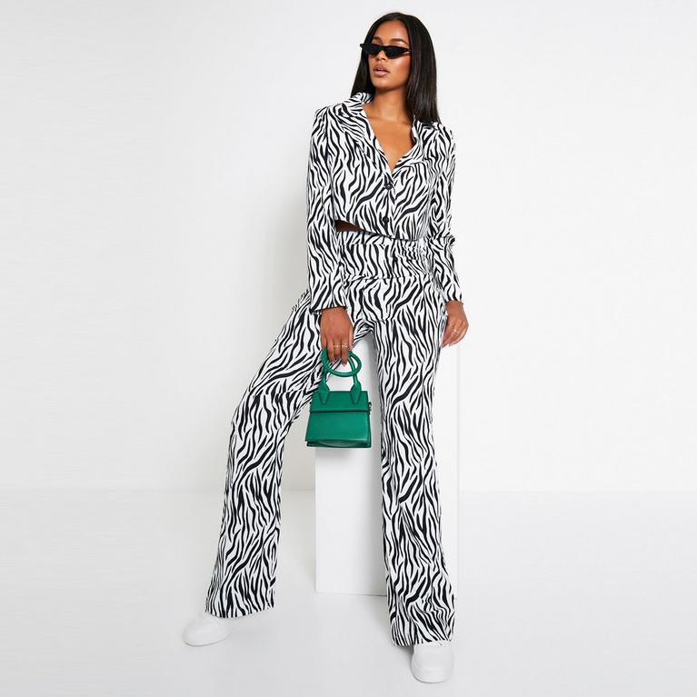 Negro y Blanco - I Saw It First - ISAWITFIRST Zebra Print Straight Leg Trousers Co-Ord - 1