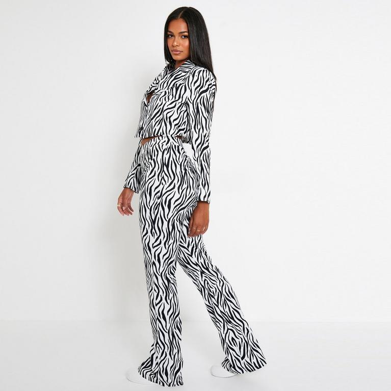 Negro y Blanco - I Saw It First - ISAWITFIRST Zebra Print Straight Leg Trousers Co-Ord - 3
