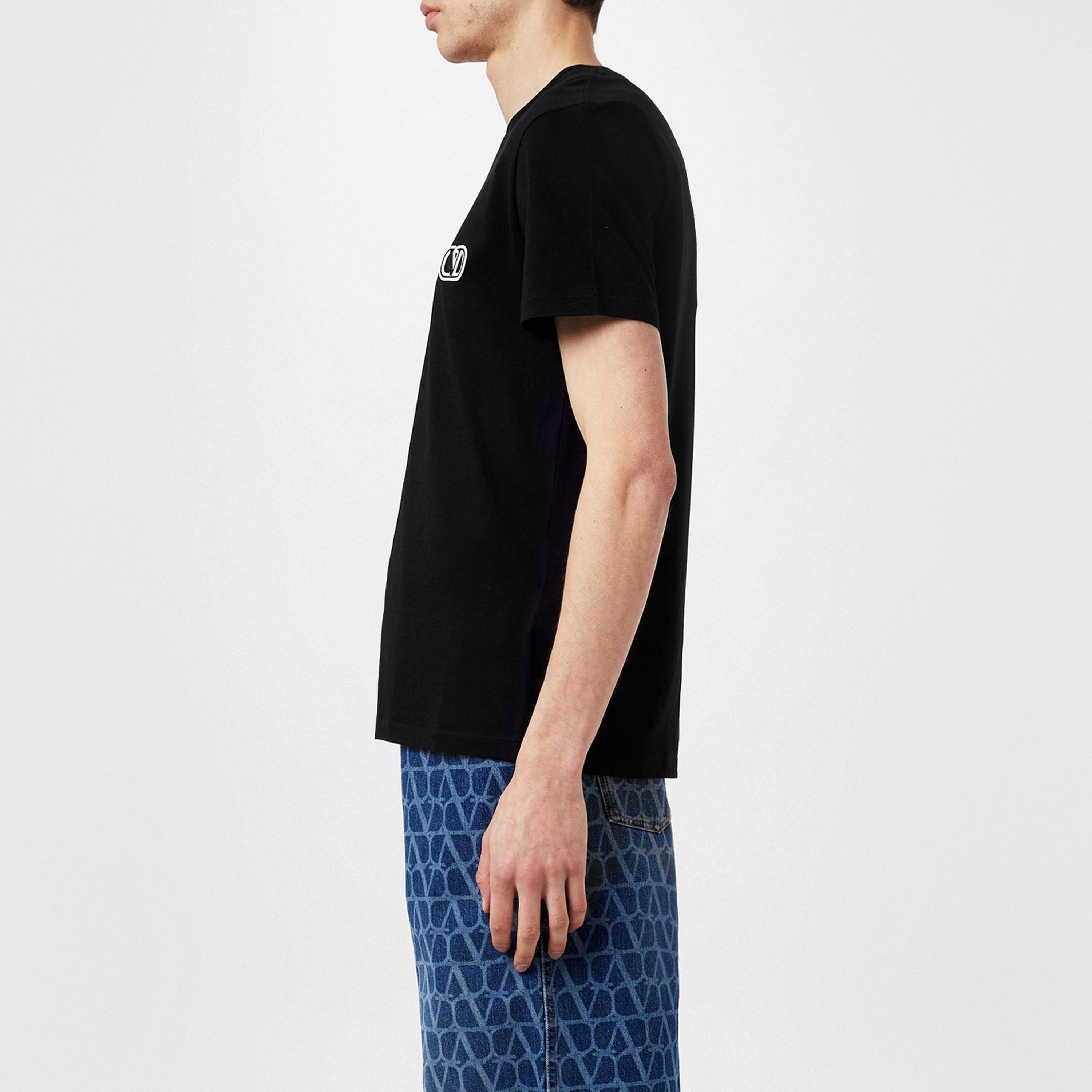 Black - Valentino - V-Logo T-Shirt - 2