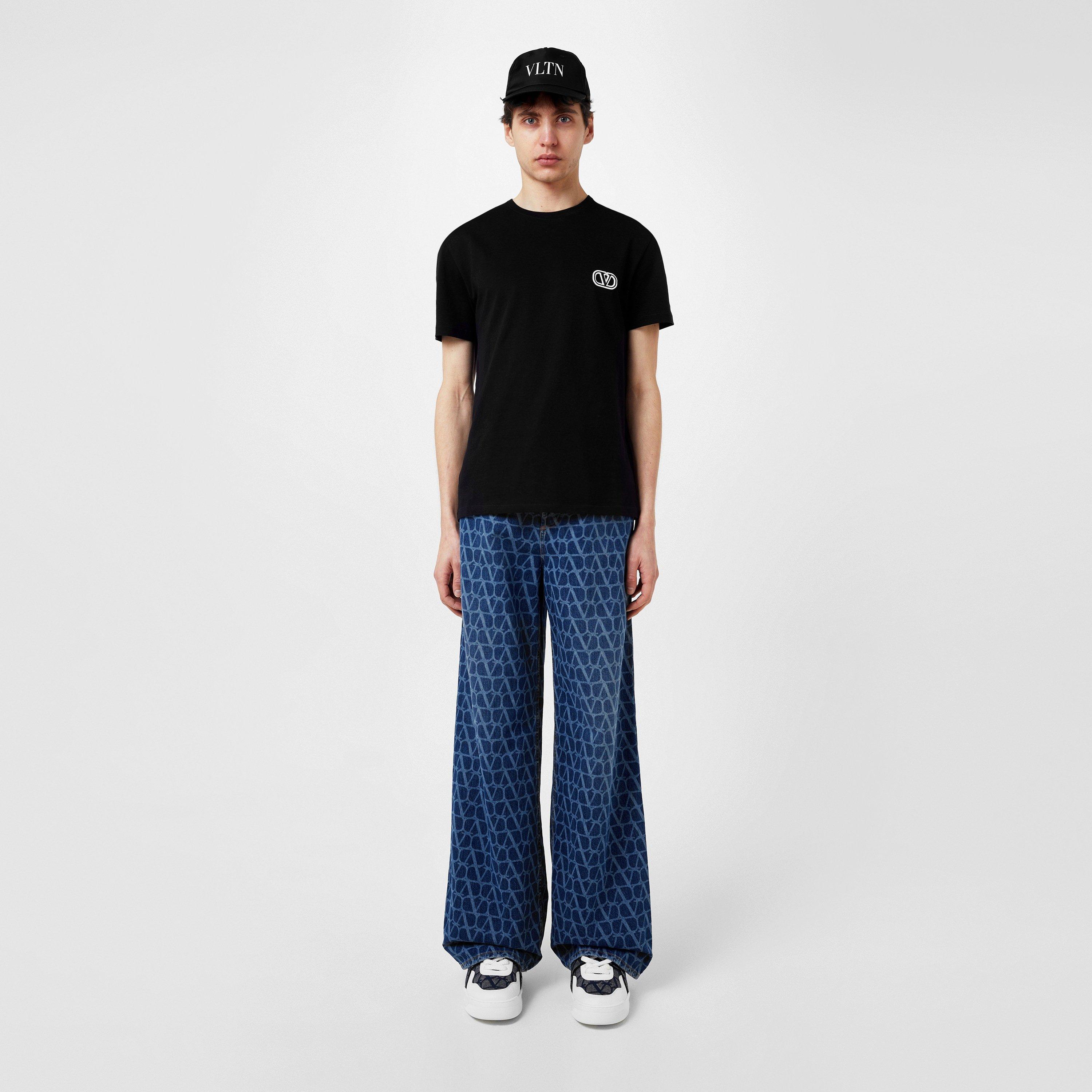 Black - Valentino - V-Logo T-Shirt - 4