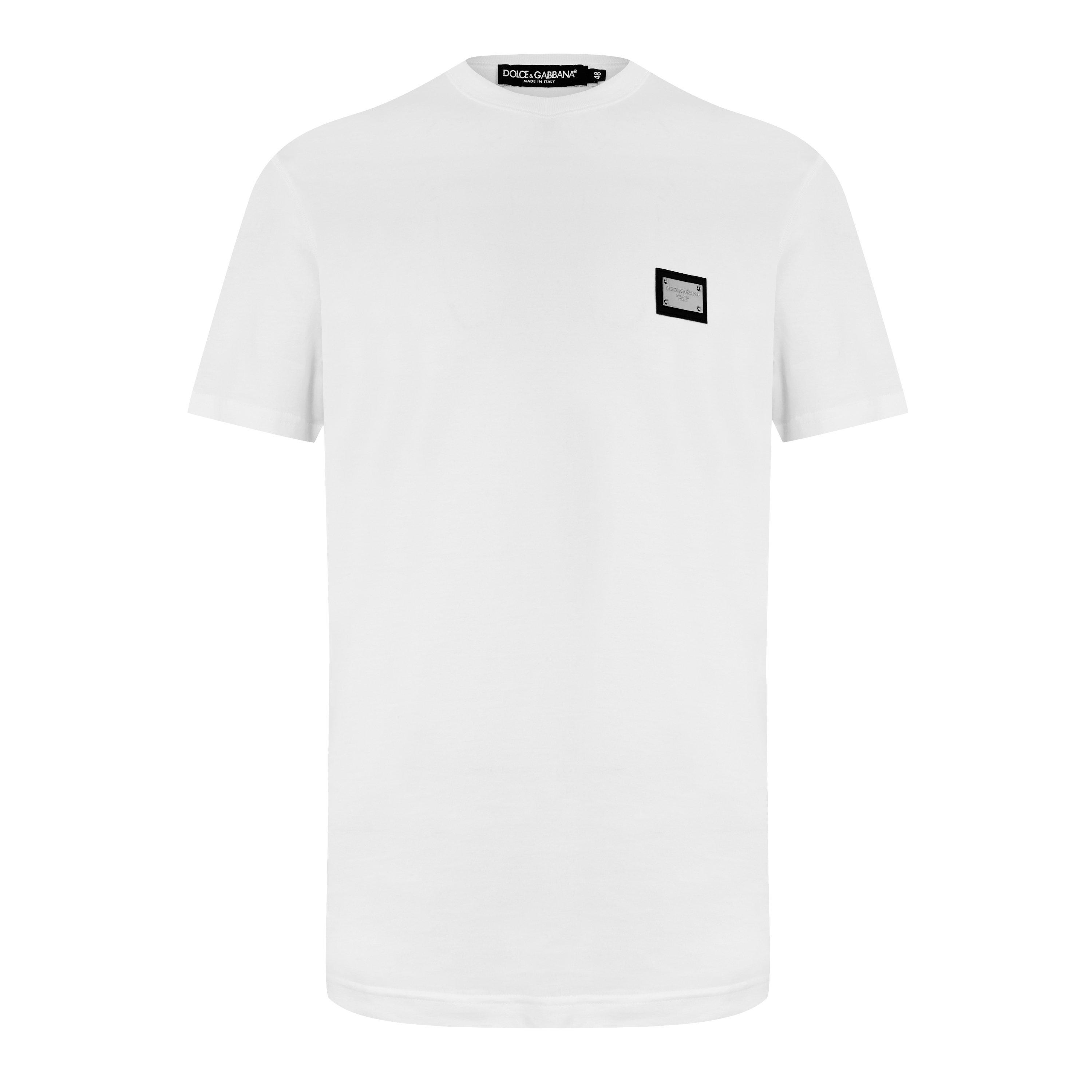 White - Dolce and Gabbana - Men's Cotton Plate T-Shirt - 7