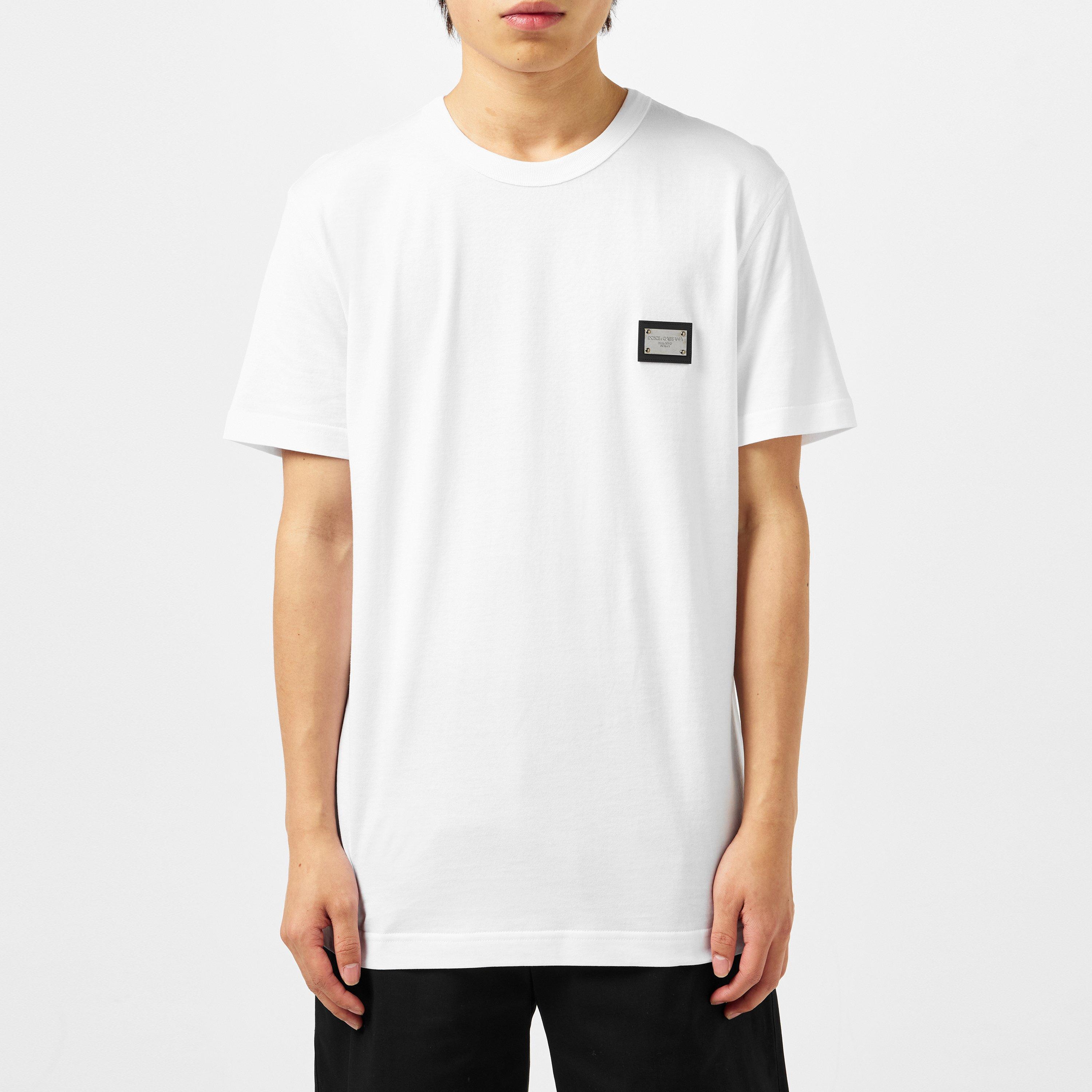 White - Dolce and Gabbana - Men's Cotton Plate T-Shirt - 3