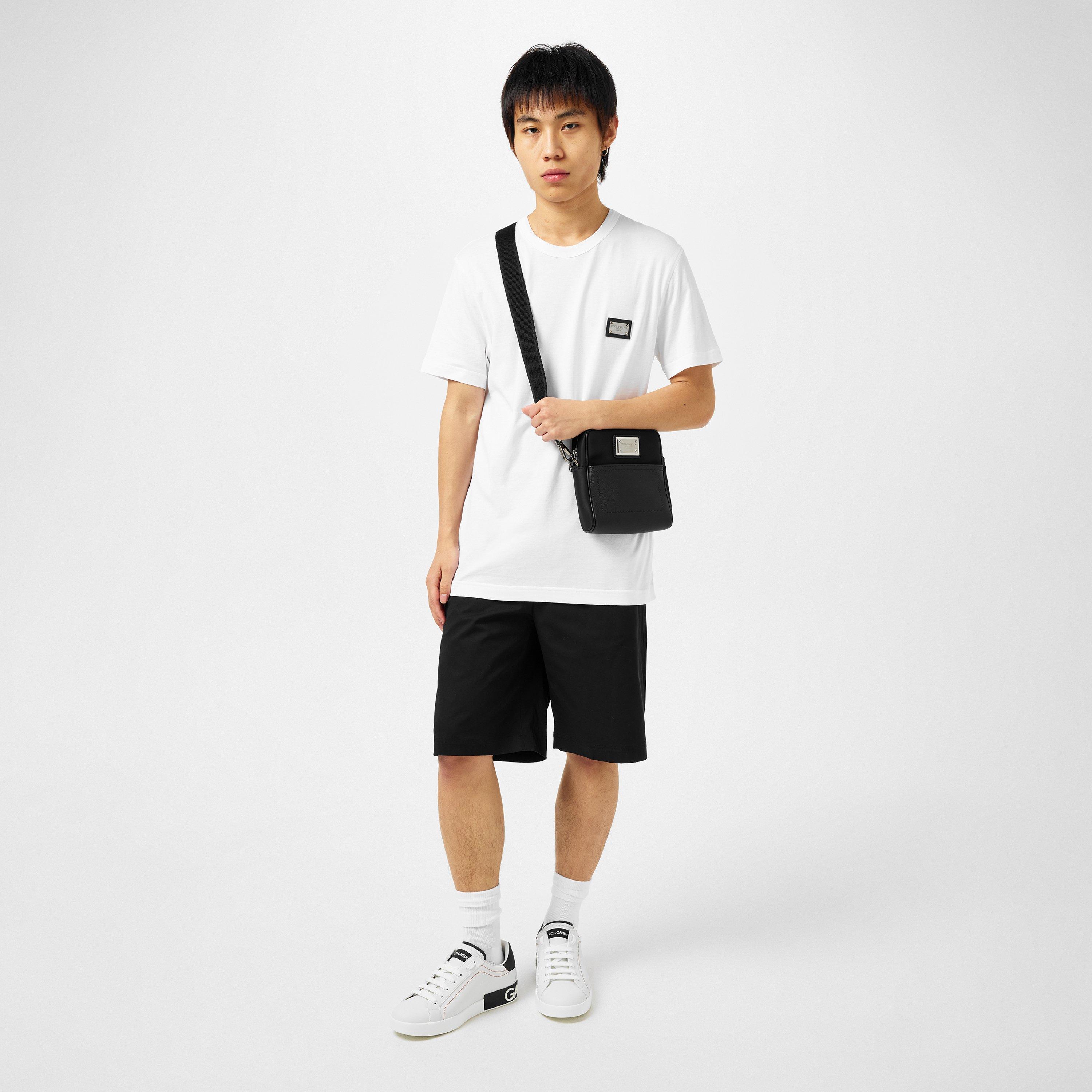 White - Dolce and Gabbana - Men's Cotton Plate T-Shirt - 6