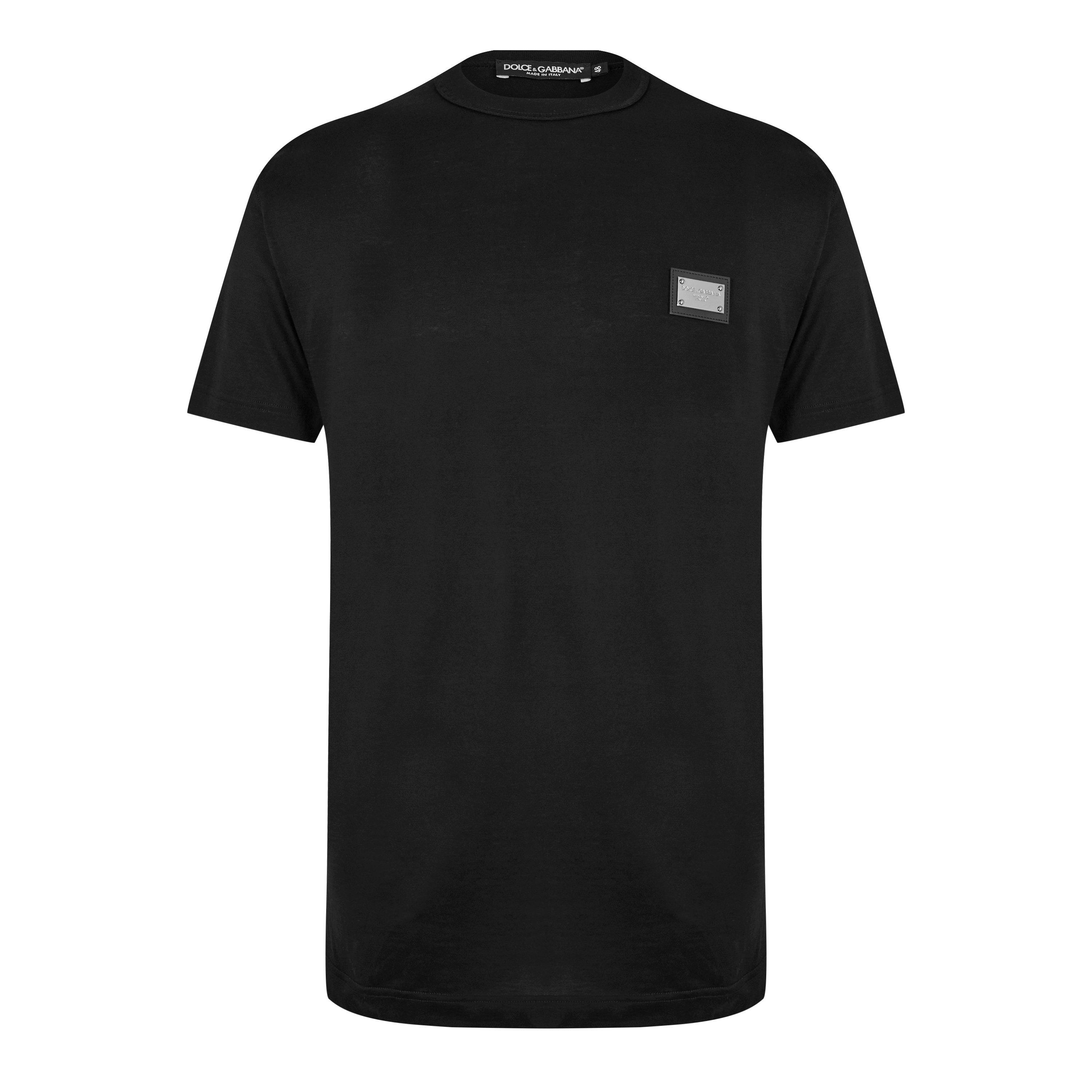 Black - Dolce and Gabbana - Men's Cotton Plate T-Shirt - 7