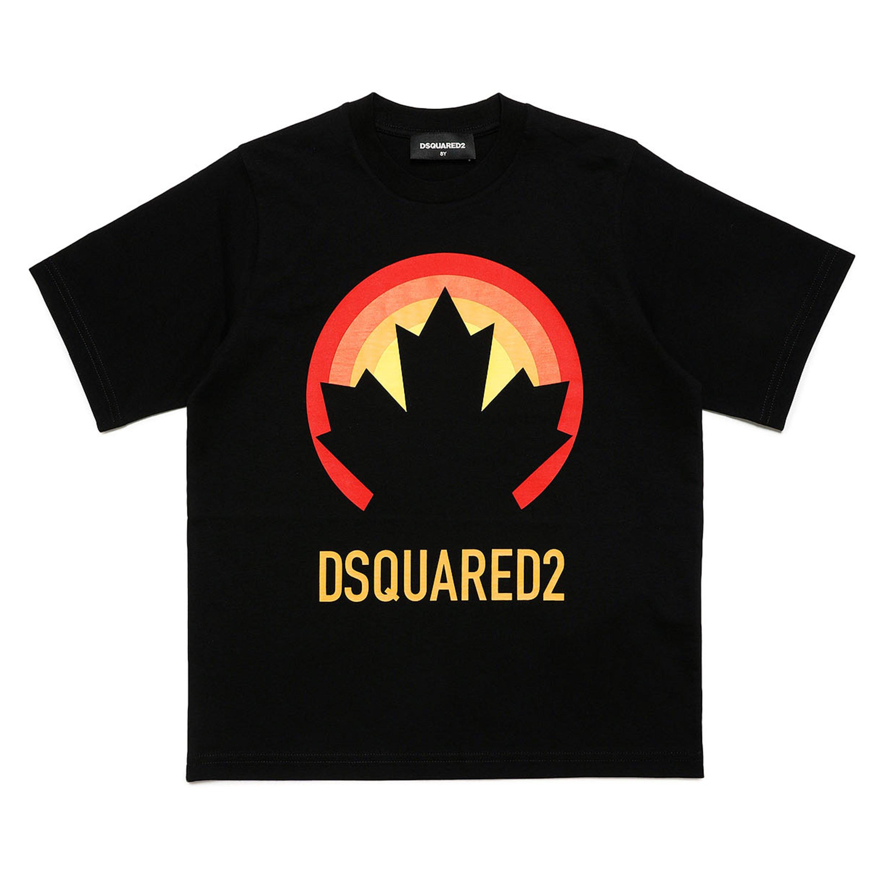 Black Red DQ90S - DSquared2 - Maple Leaf Graphic T-Shirt Juniors - 1