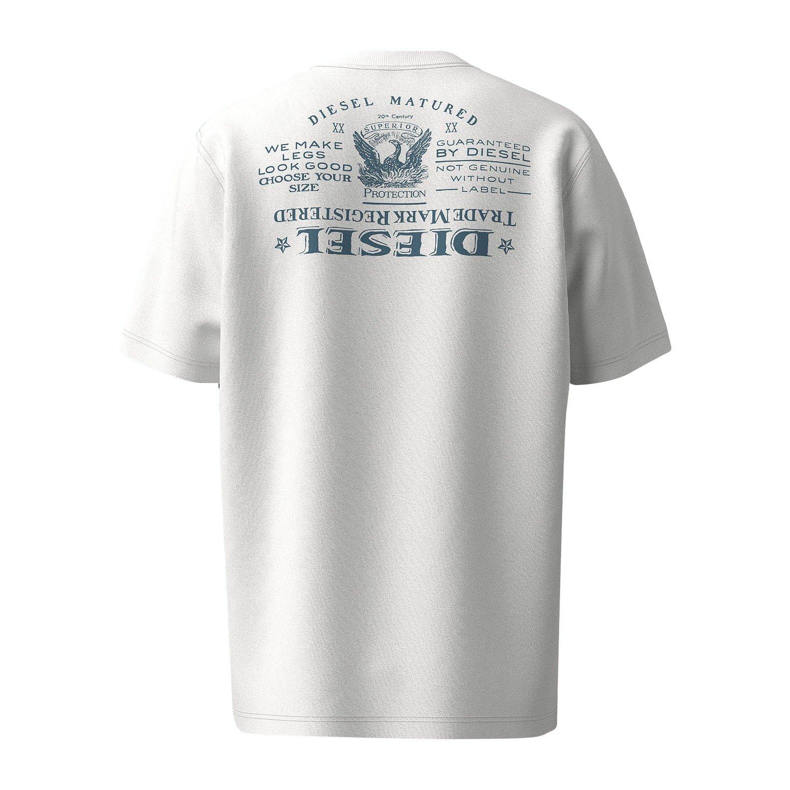 White - Diesel - Men's Upside Down Back Print Regular Fit T-Shirt - 2