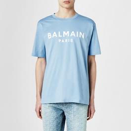 Balmain Men's Paris Print Logo Cotton T-Shirt