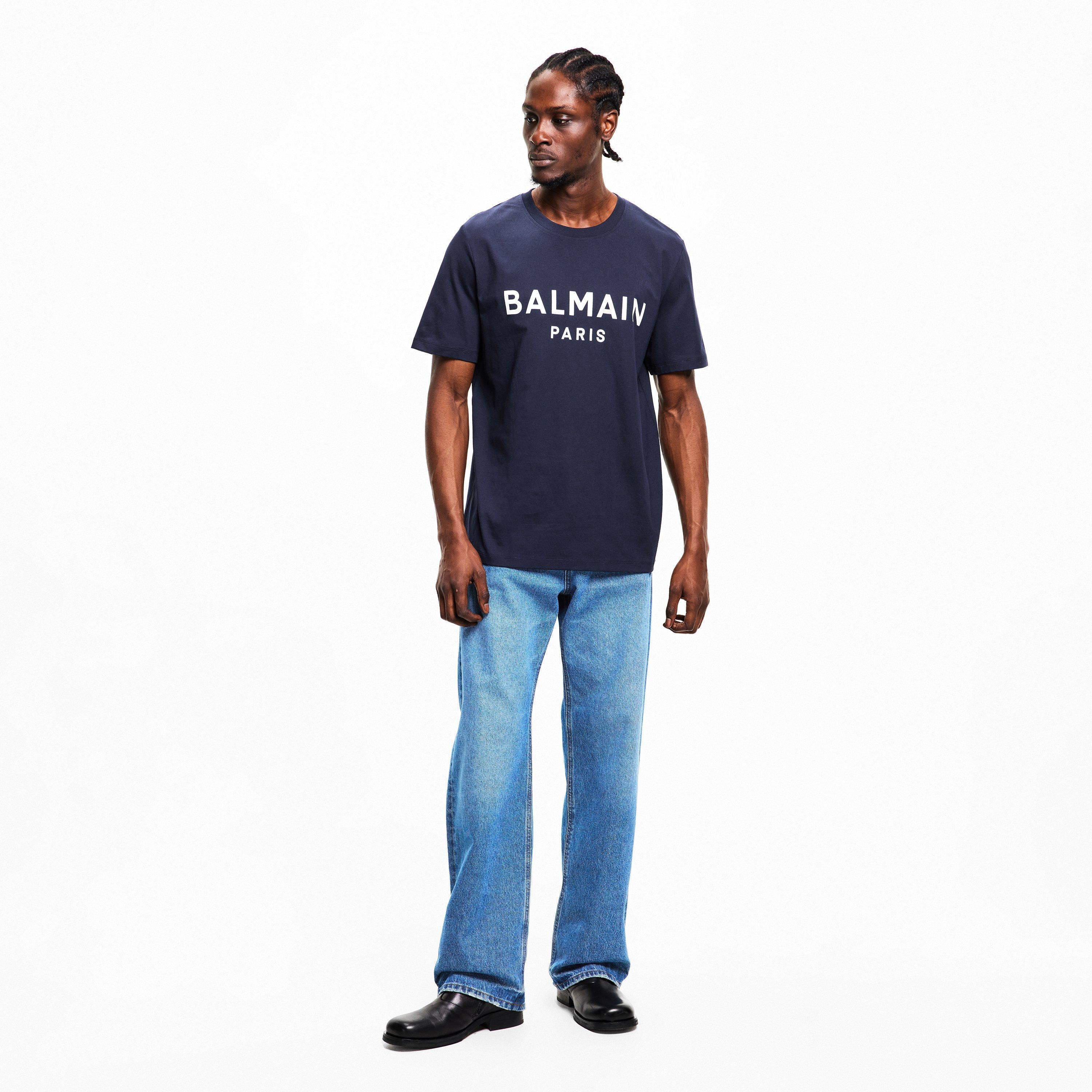 Balmain | Men's Paris Print Logo Cotton T-Shirt | Cruise Fashion