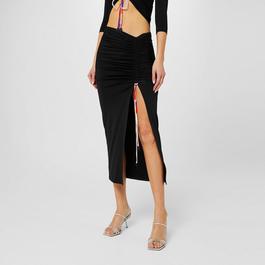 PUCCI Asymmetric Ruched Slit Midi Skirt