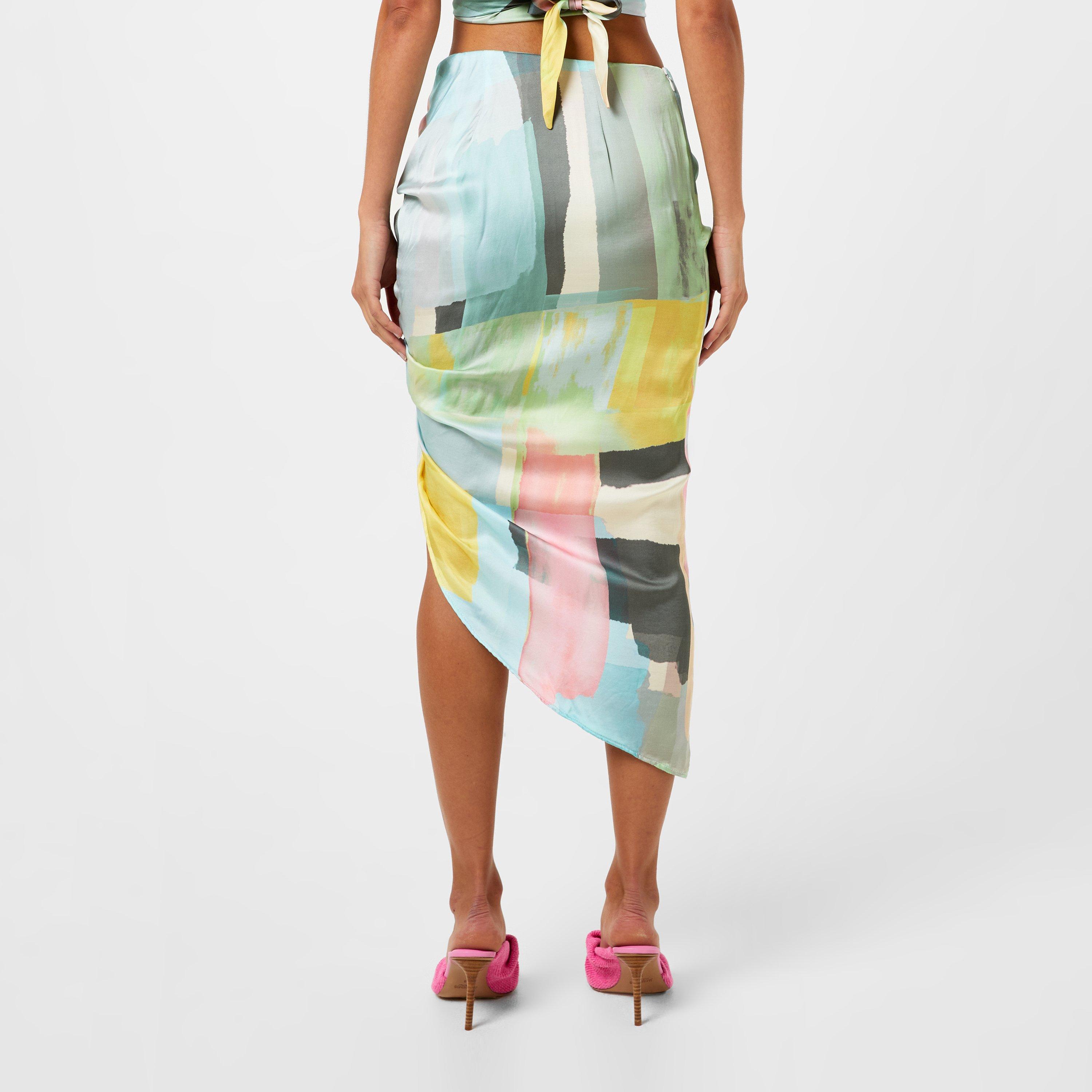 River Abstract - JBQ - Women's Minela Midi Skirt - 3