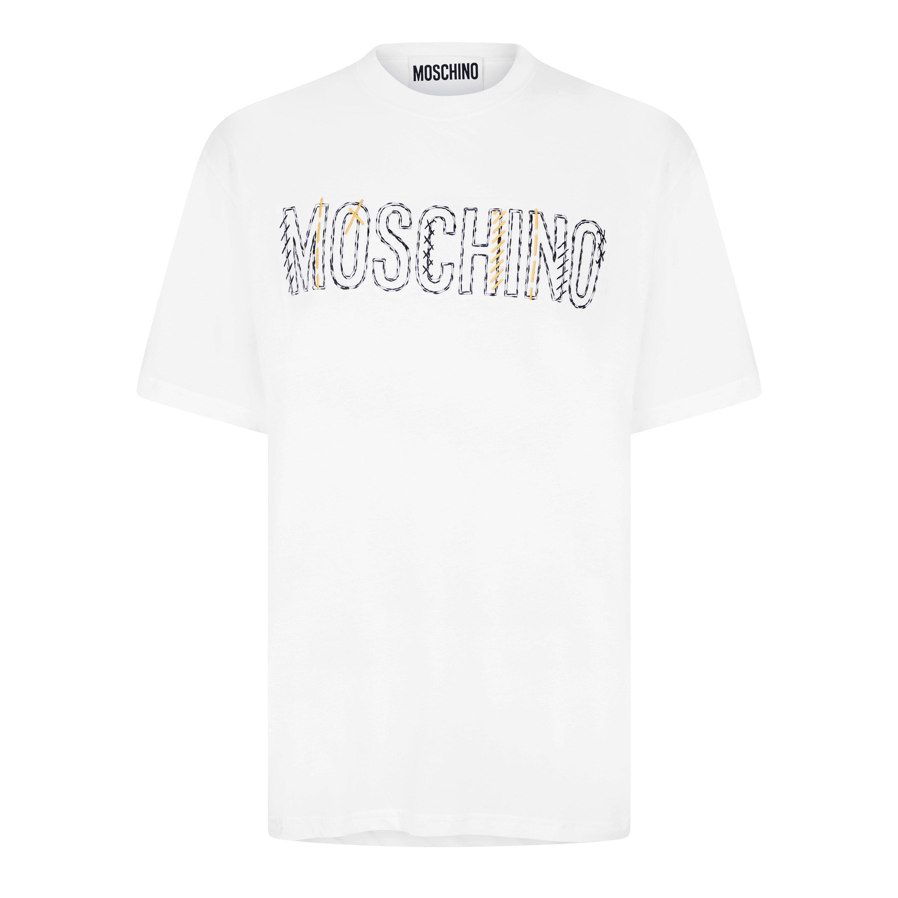 White - Moschino - Logo Embroidery T-Shirt - 5