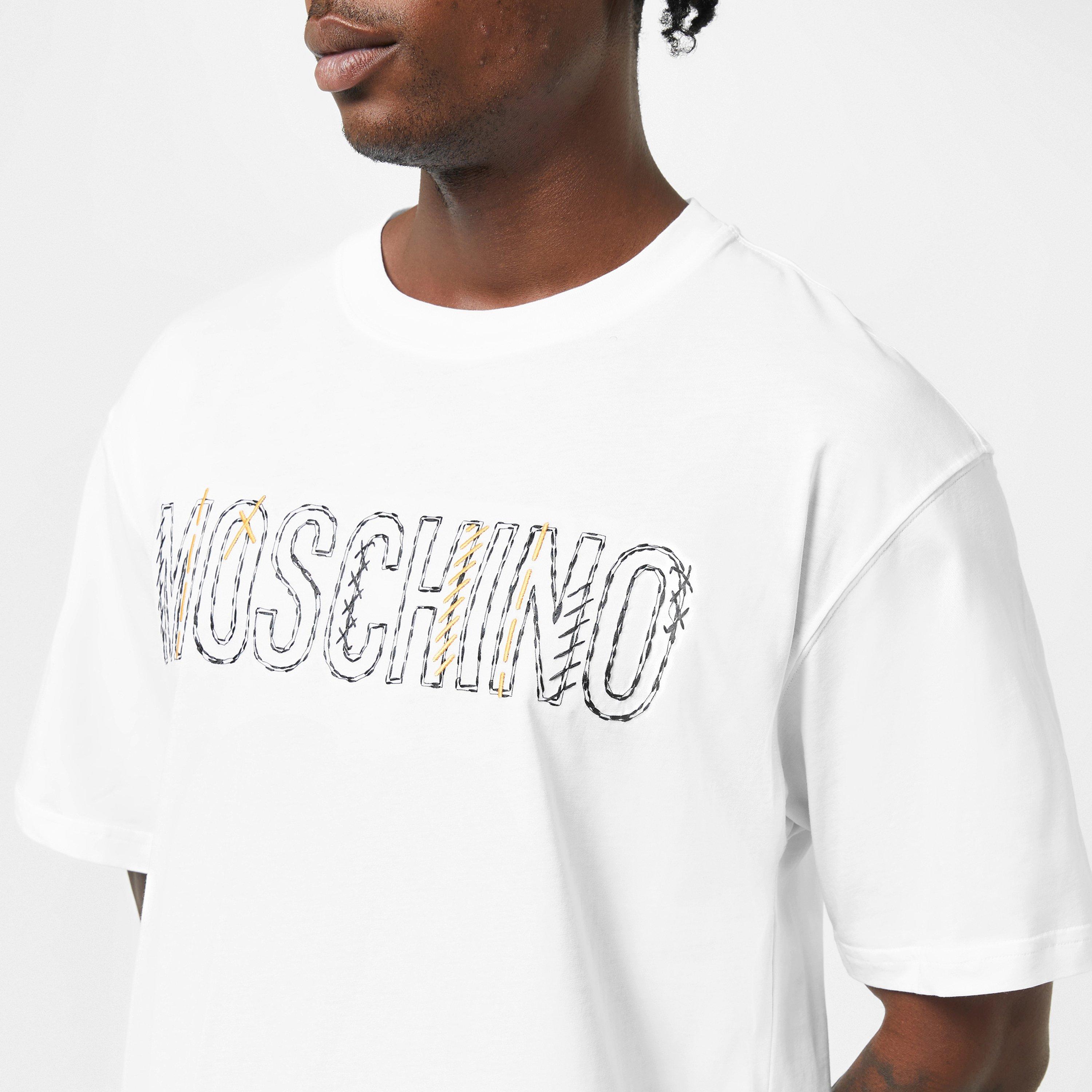 White - Moschino - Logo Embroidery T-Shirt - 3
