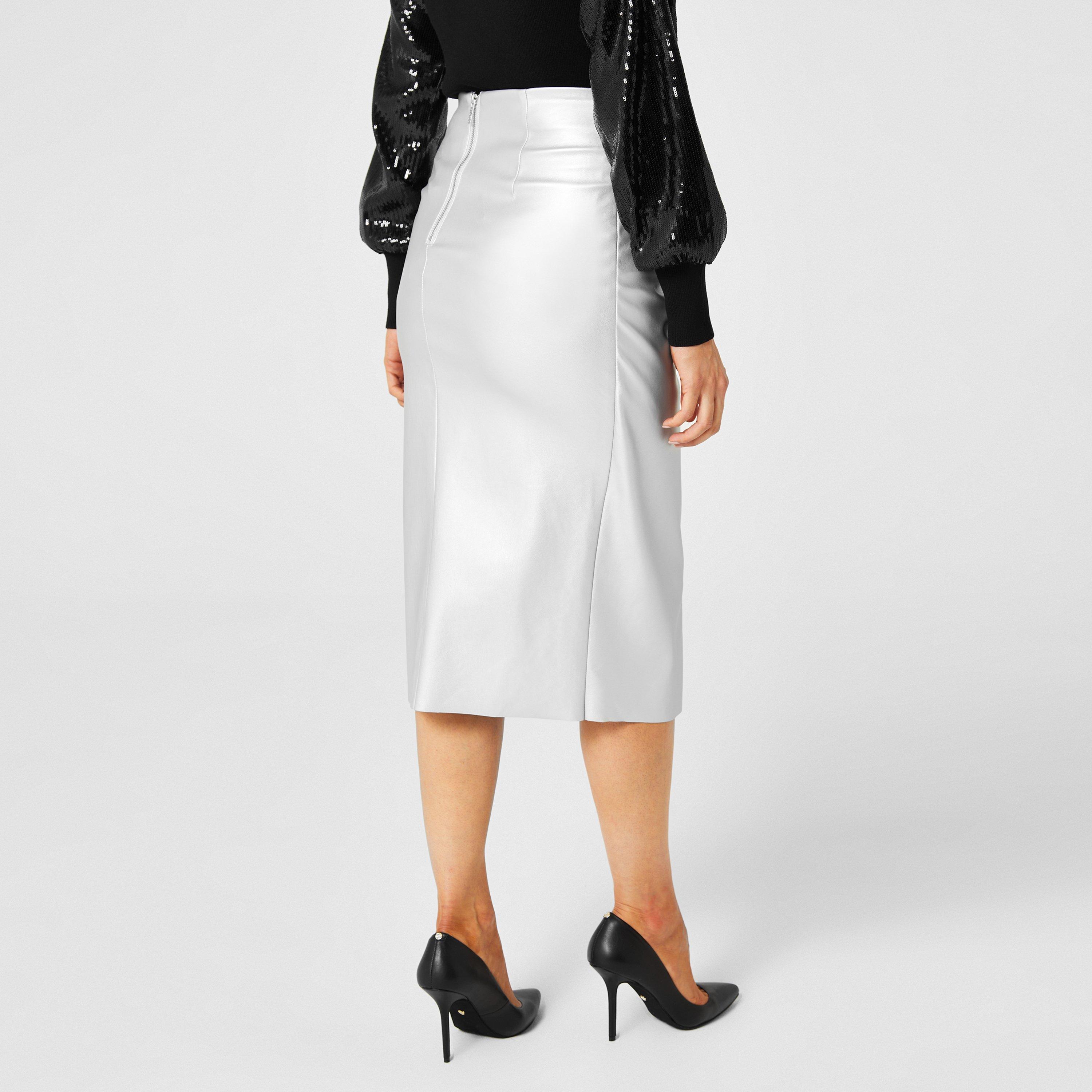 Silver - Biba - Biba PU Midi Skirt - 2